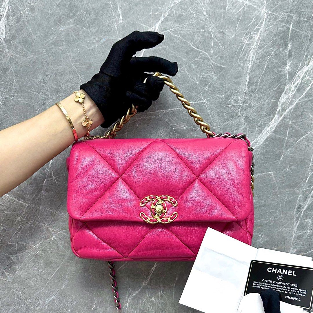 *Like New Full Set* Chanel C19 Small Goatskin Hot Pink GHW No 29 - Luxury Evermore