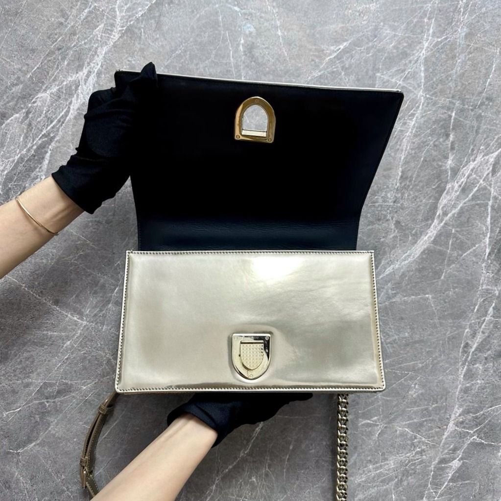 *Like New In Box* Dior Diorama Medium Ama Micro-Cannage Flap Gold Metalic - Luxury Evermore