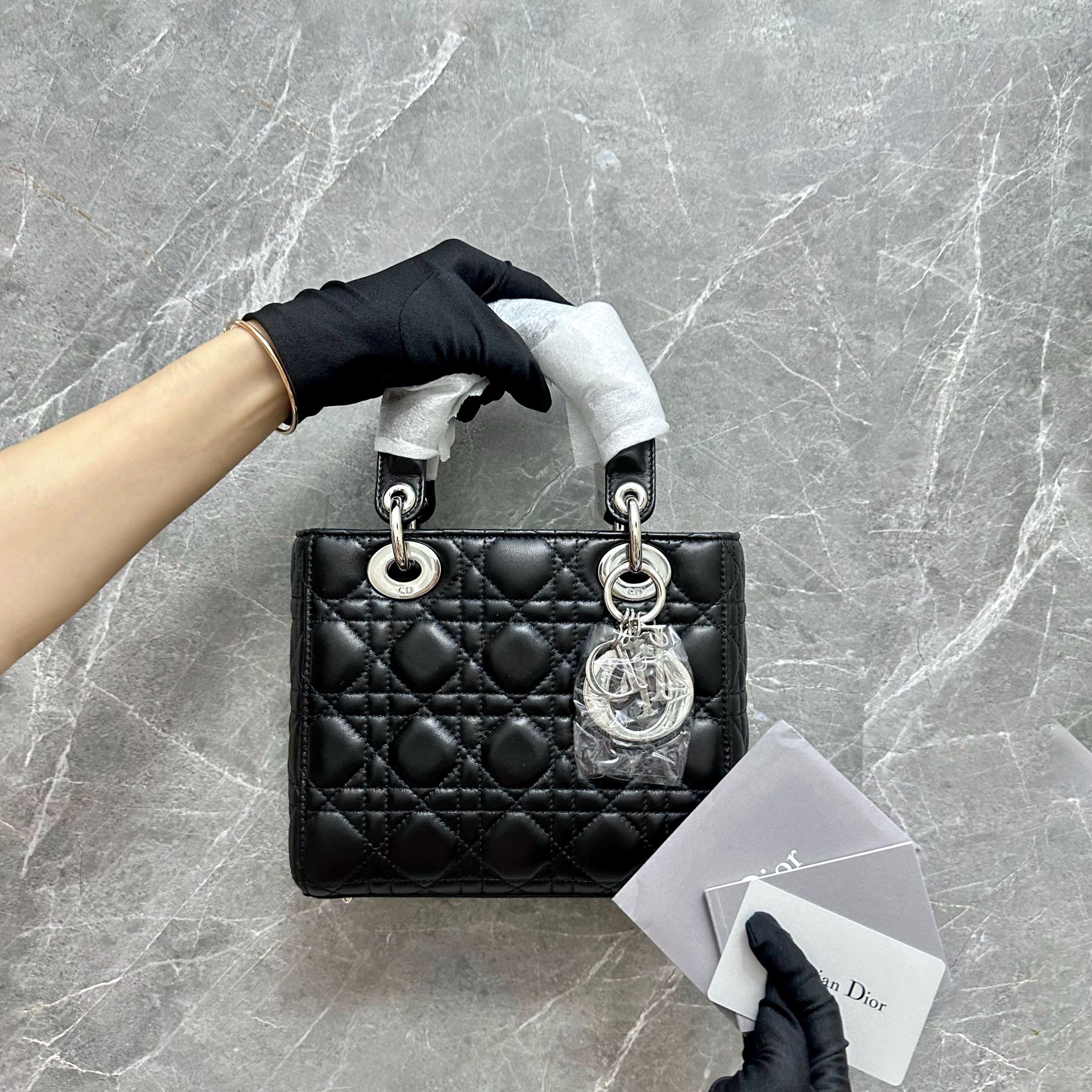 *Like New in Box* Dior Lady Small ABC Lambskin Black SHW - Luxury Evermore