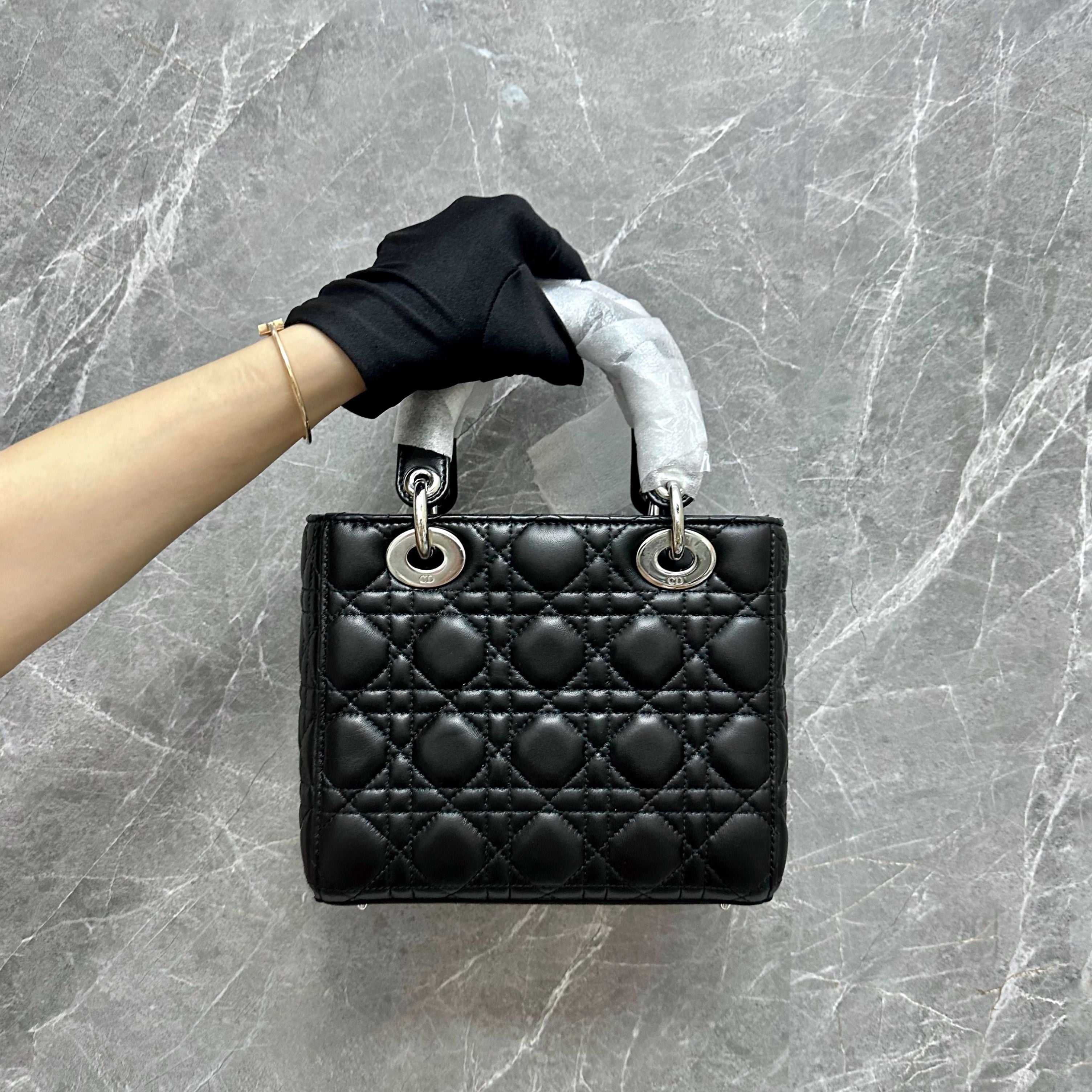 *Like New in Box* Dior Lady Small ABC Lambskin Black SHW - Luxury Evermore