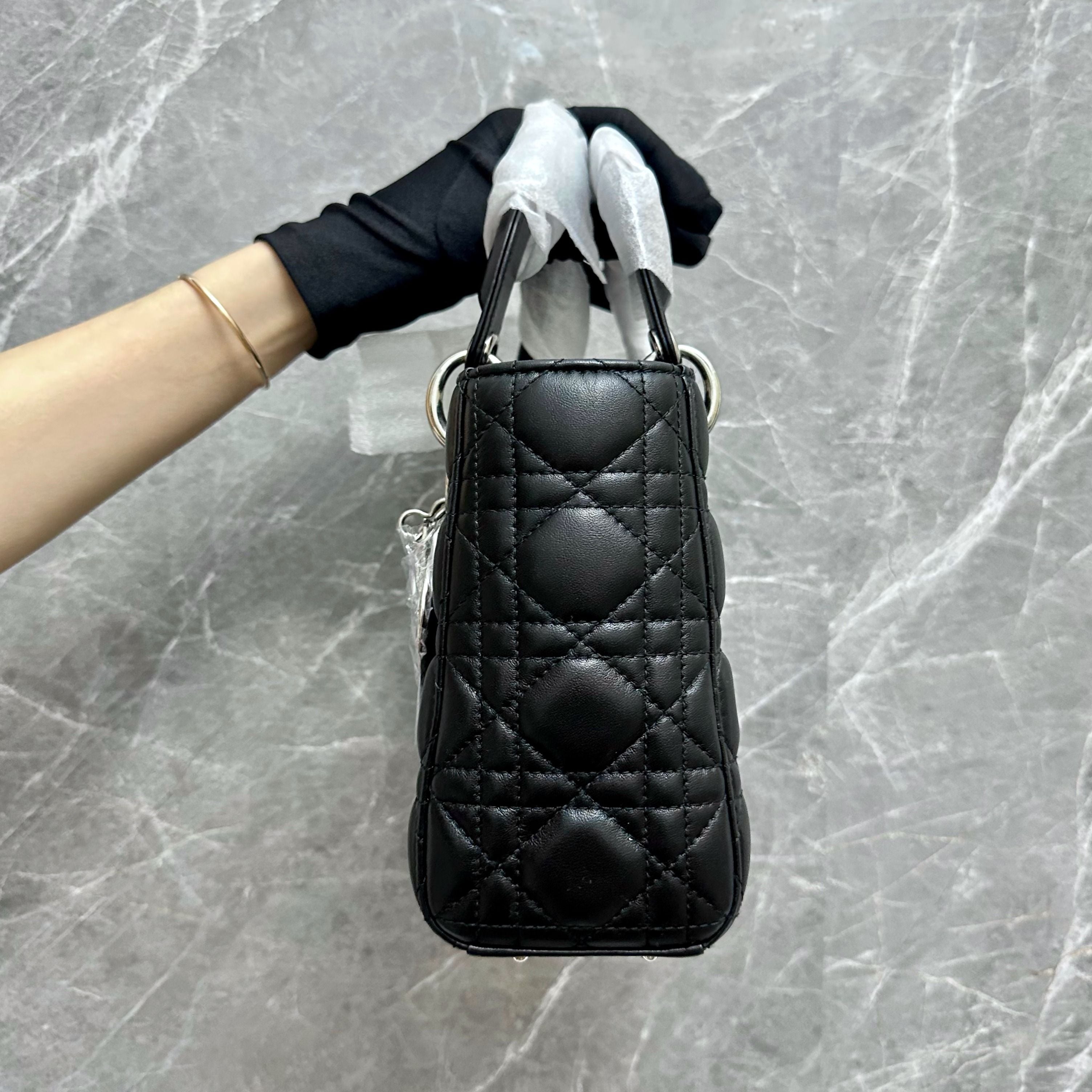 *Like New in Box* Dior Lady Small ABC Lambskin Black SHW - Luxury Evermore