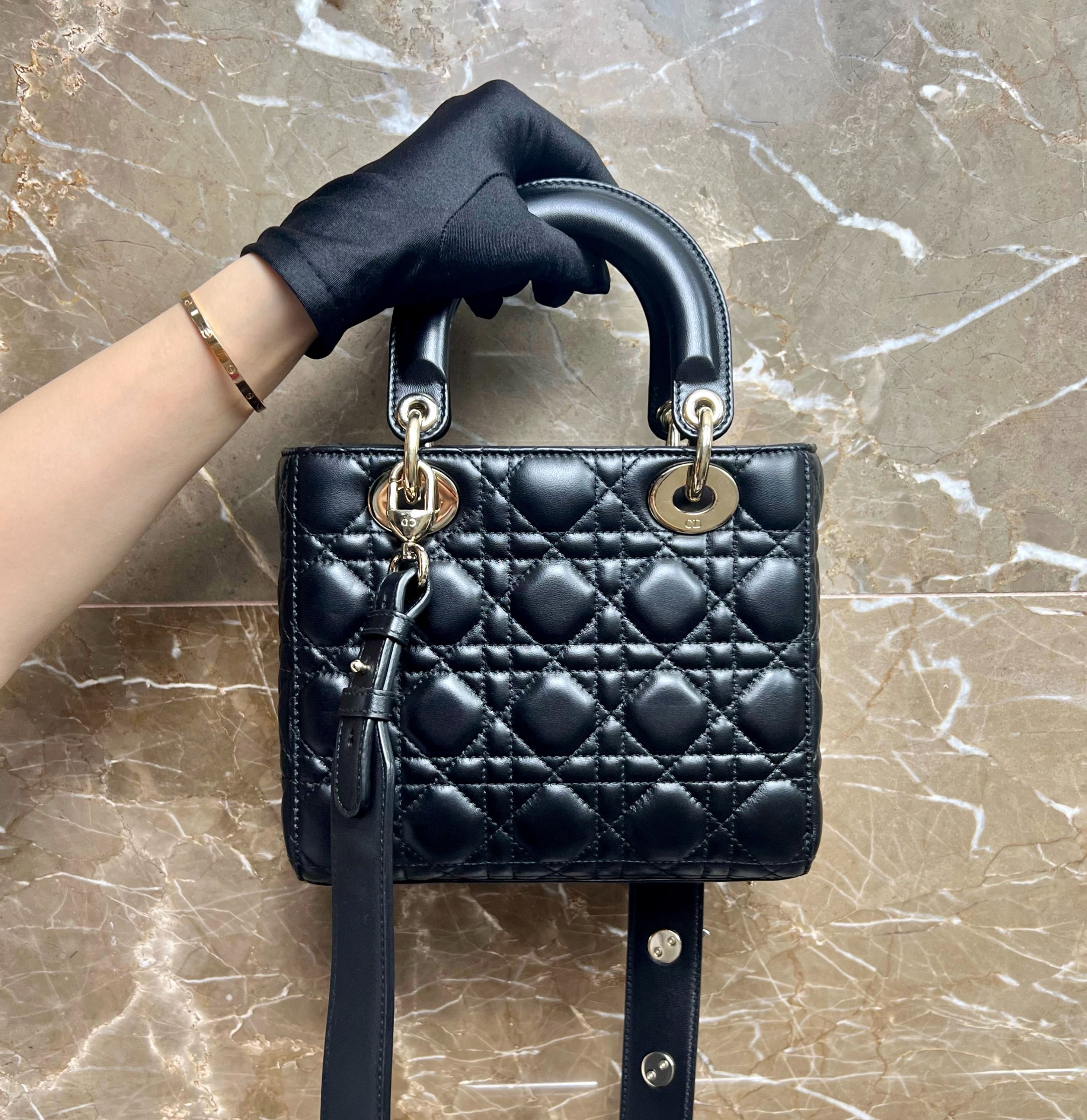 LINB Dior Lady ABC Small Black Lambskin GHW - Luxury Evermore