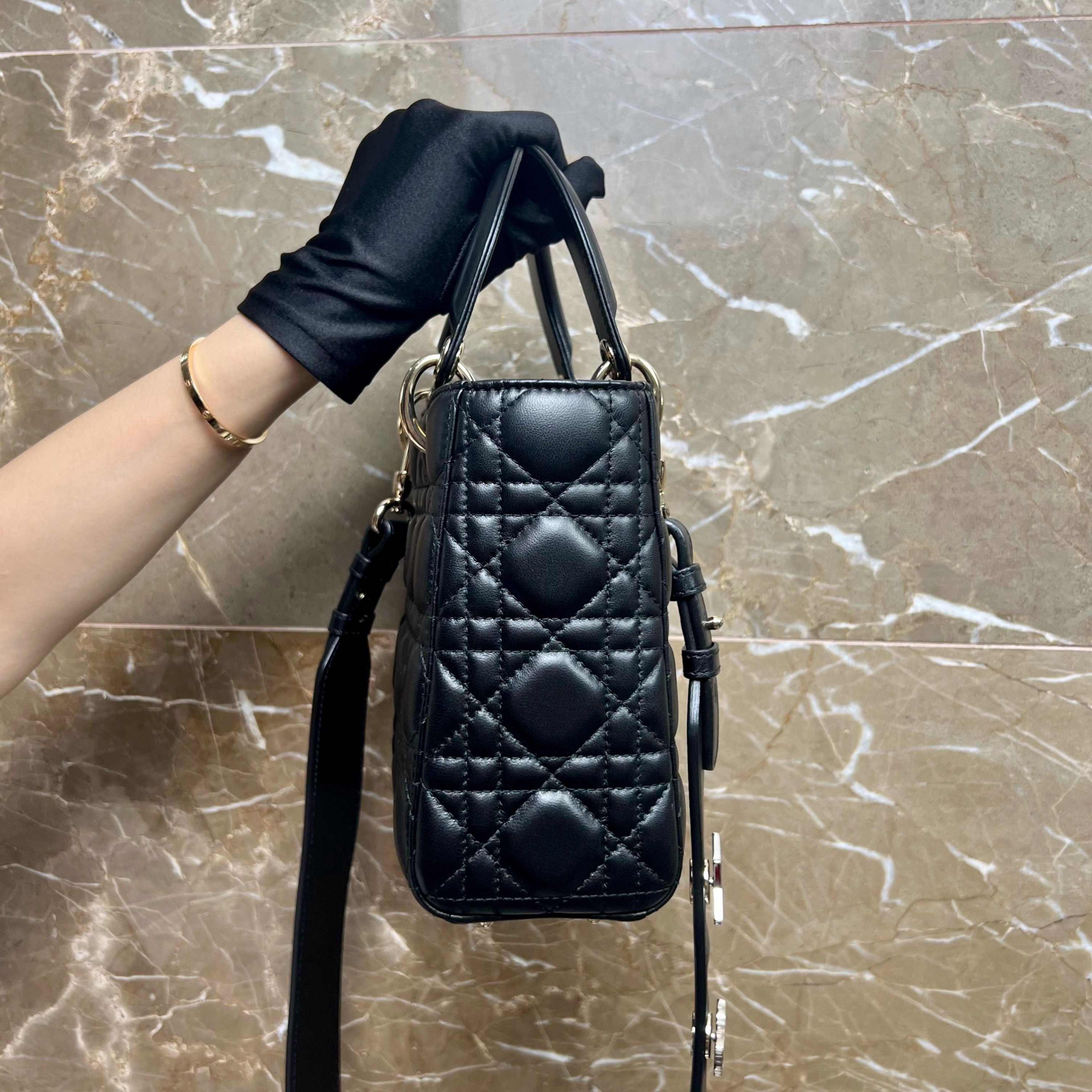 LINB Dior Lady ABC Small Black Lambskin GHW - Luxury Evermore