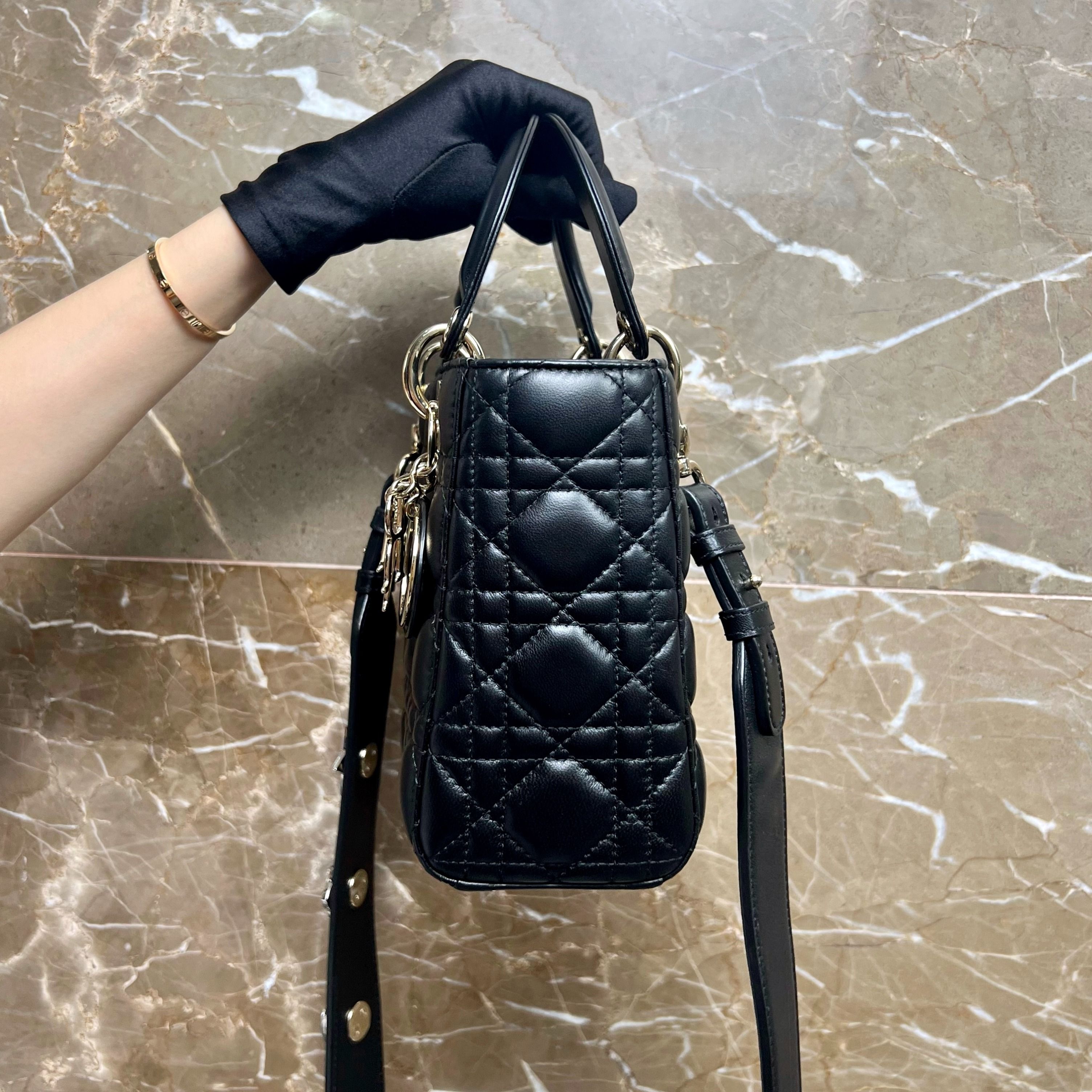 LINB Dior Lady ABC Small Black Lambskin GHW - Luxury Evermore