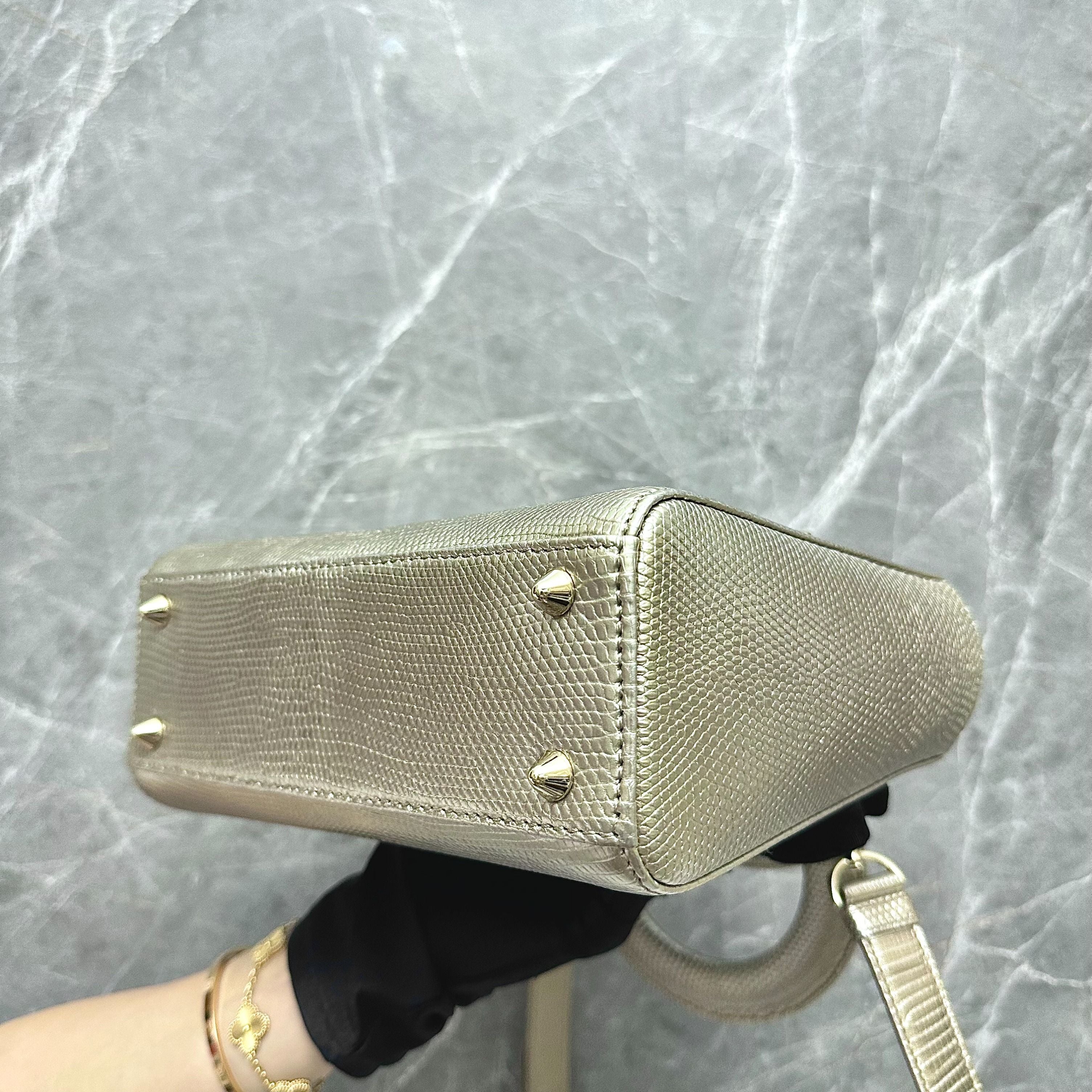 *Lizard, Receipt, Like New* Dior Lady Small Lizard Leather Adjustable Strap Gold GHW - Luxury Evermore