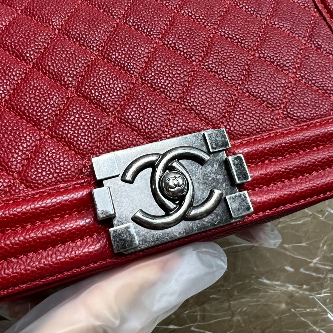 LNIB Chanel Caviar Old Medium Boy Red No 23 - Luxury Evermore