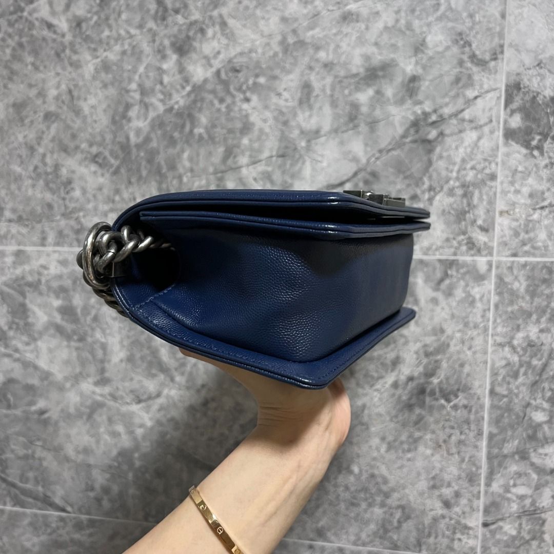 LNIB Chanel Caviar Small Boy Navy Blue No 24 - Luxury Evermore