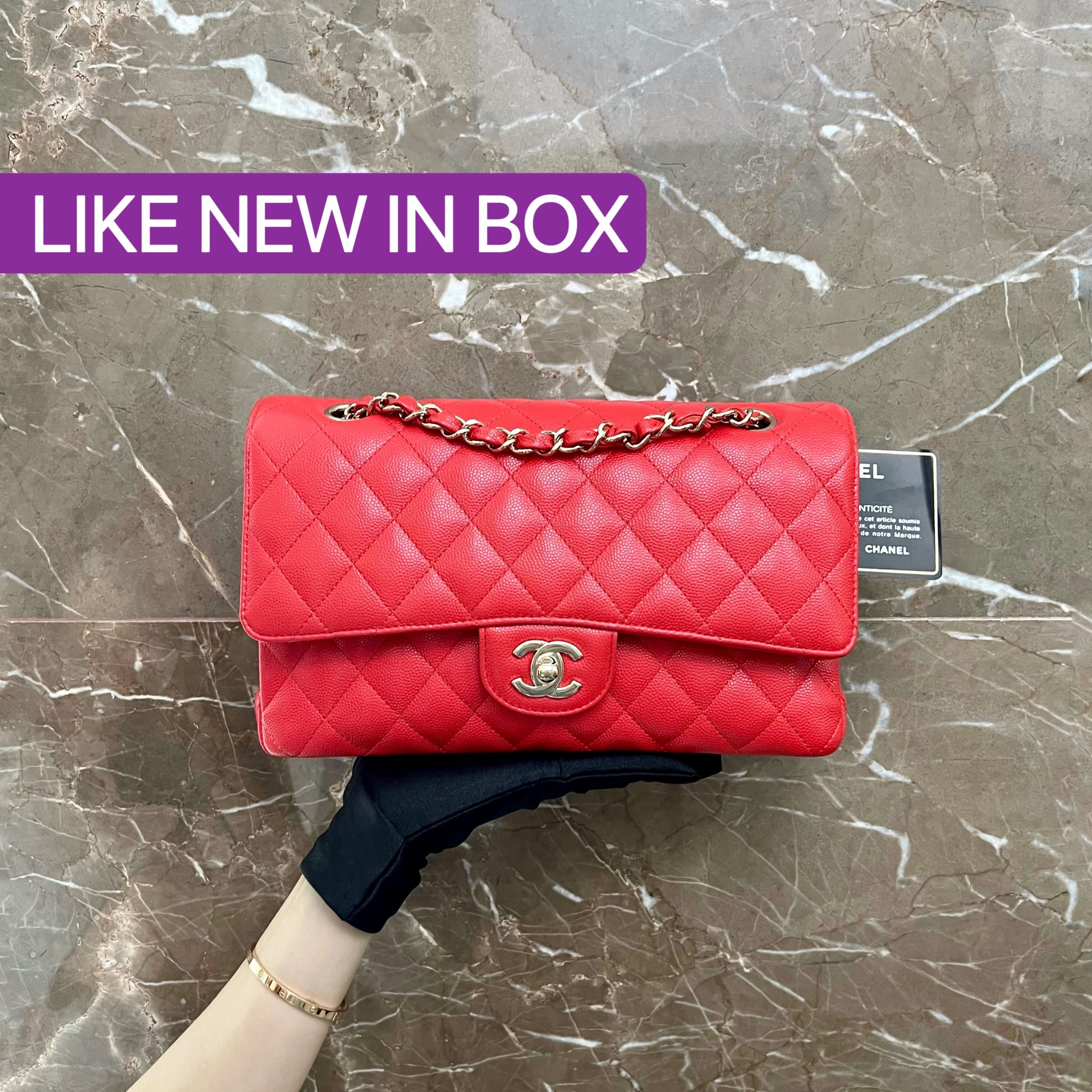 LNIB Chanel Medium Caviar Red Classic Flap GHW No 27 - Luxury Evermore