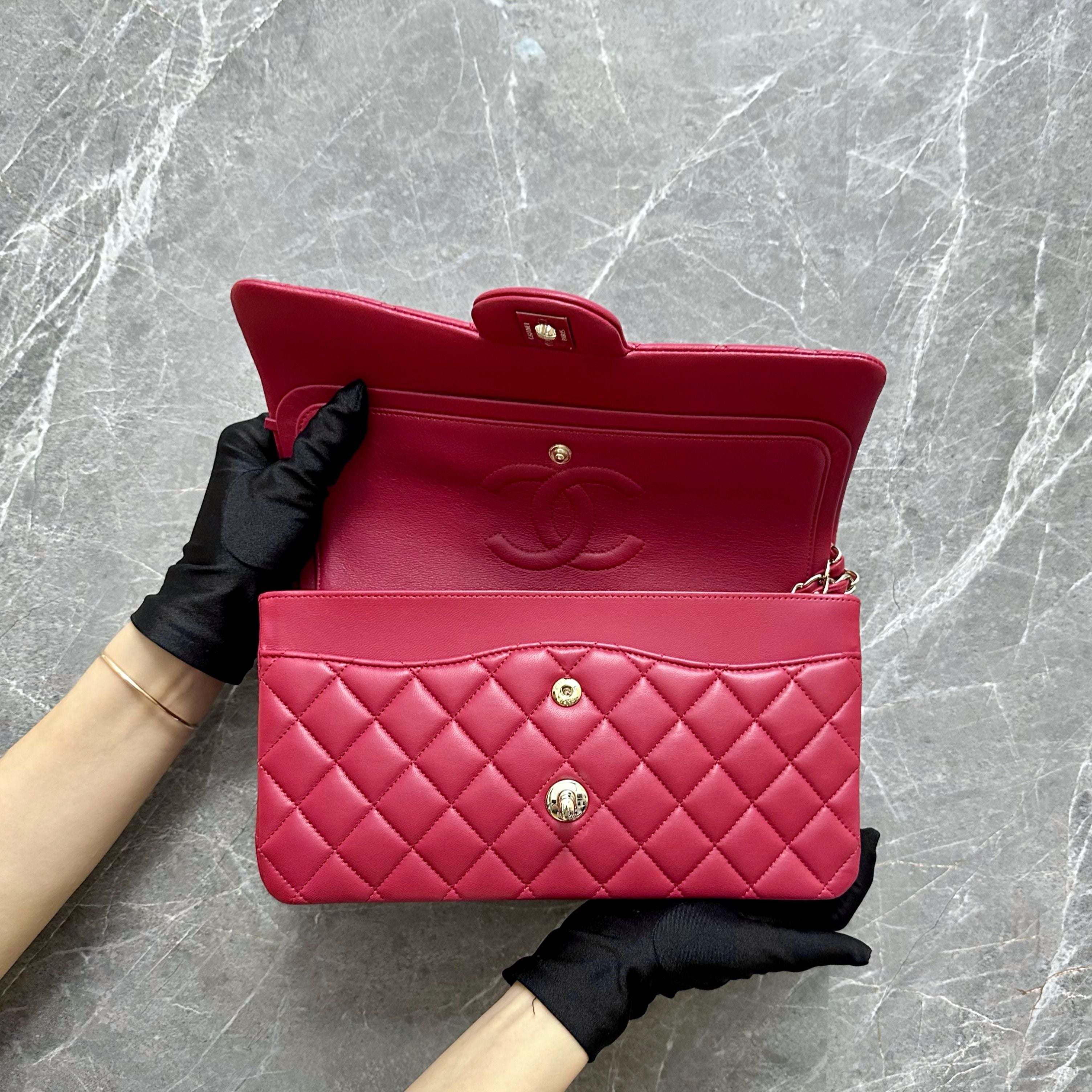 LNIB Chanel Medium Classic Flap Lambskin Red GHW No 23 - Luxury Evermore