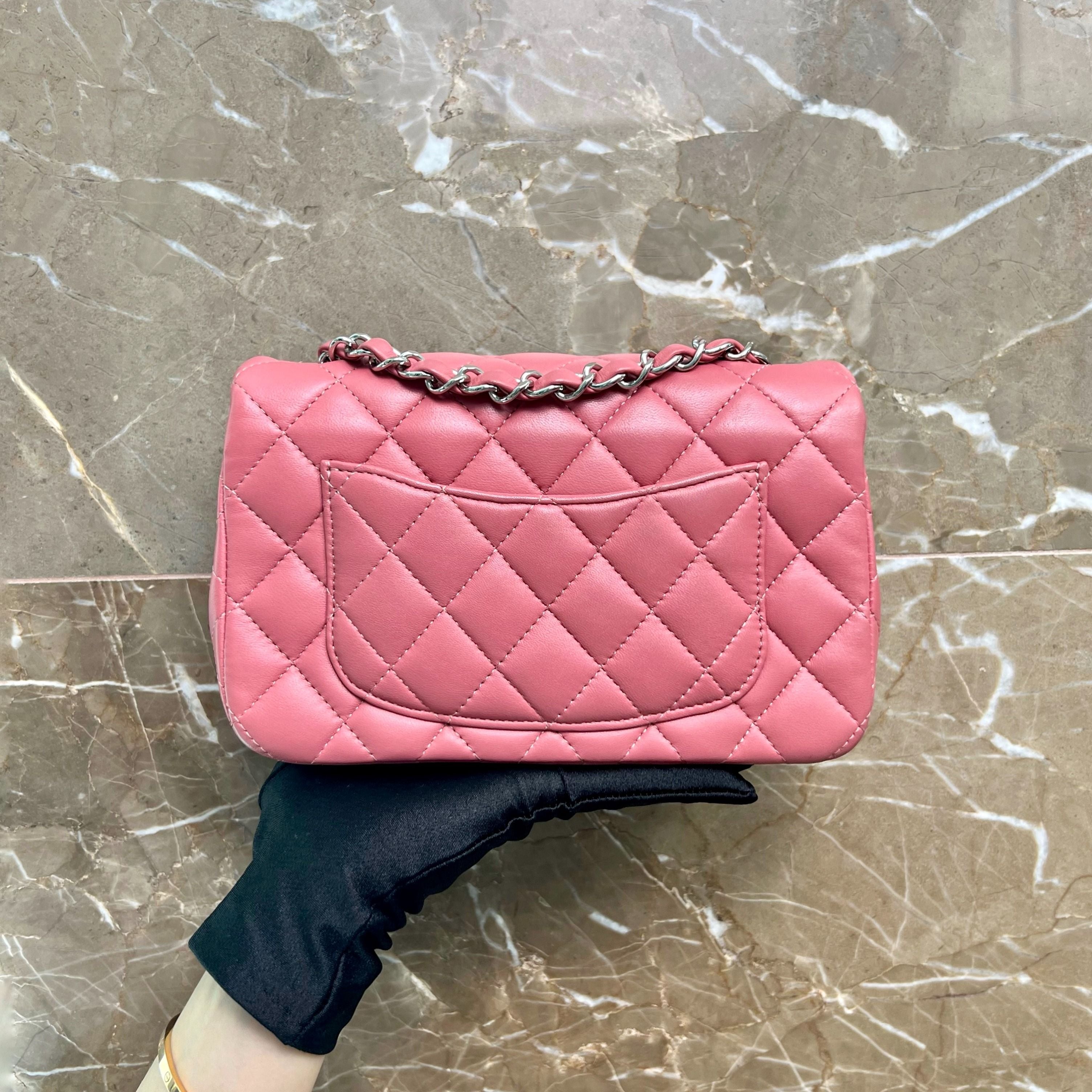 LNIB Chanel Mini Classic Flap Rectangular Pink SHW No 28 - Luxury Evermore