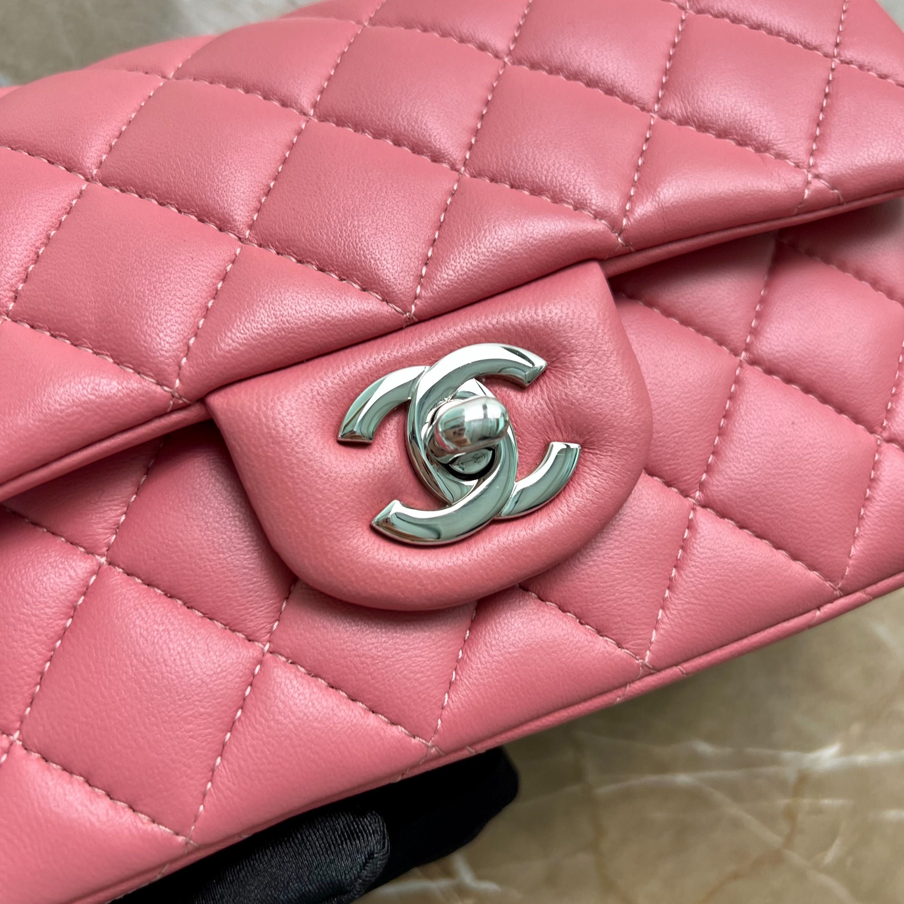 LNIB Chanel Mini Classic Flap Rectangular Pink SHW No 28 - Luxury Evermore