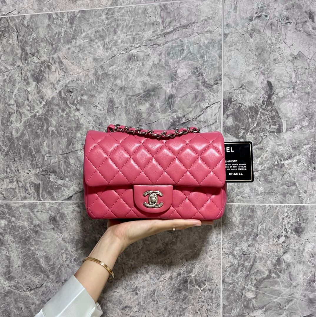 LNIB Chanel Mini Rectangular Classic Flap Sakura Pink SHW No 28 - Luxury Evermore