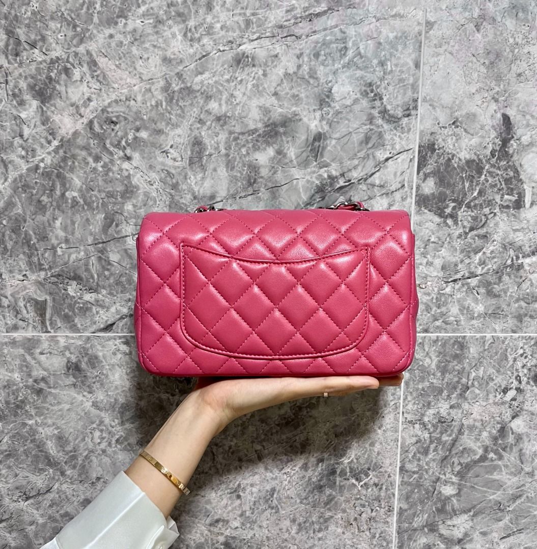 LNIB Chanel Mini Rectangular Classic Flap Sakura Pink SHW No 28 - Luxury Evermore