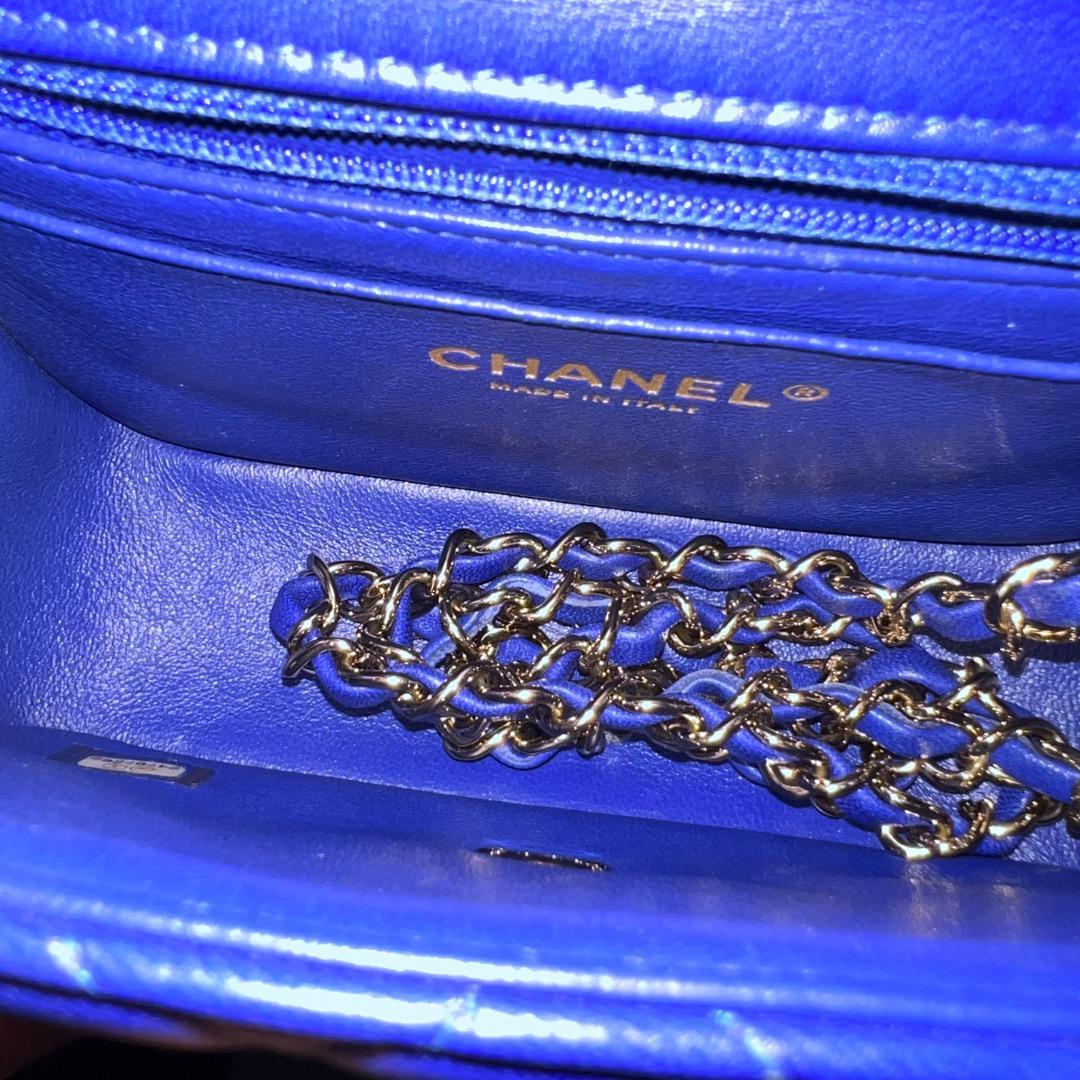 LNIB Chanel Mini Square Classic Flap Blue SHW No 24 - Luxury Evermore