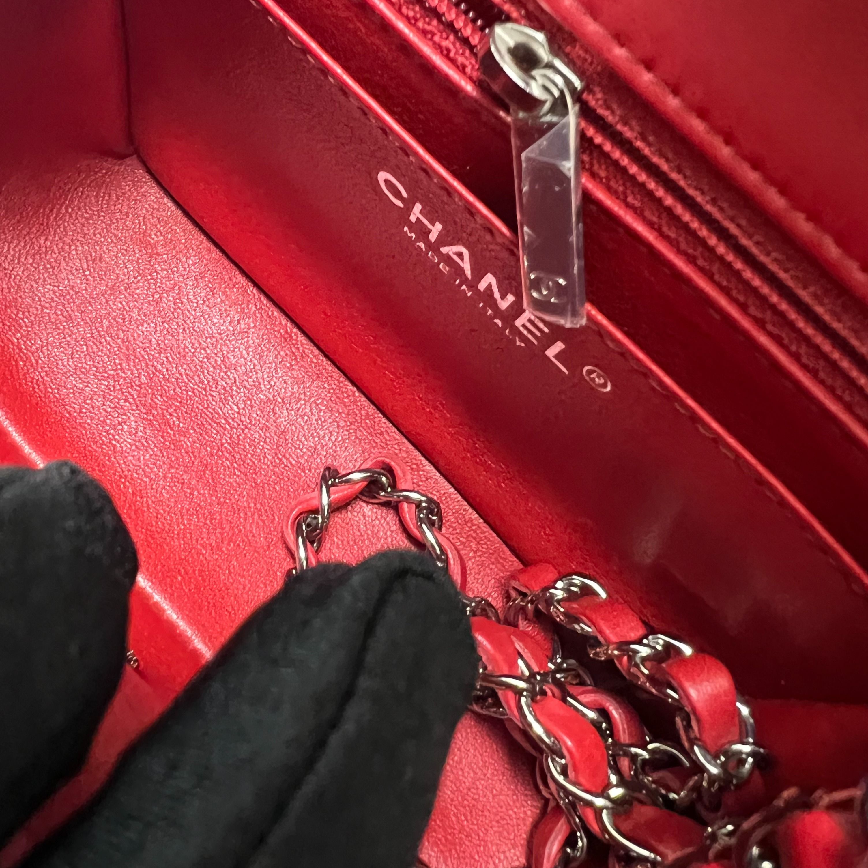 LNIB Chanel Mini Square Classic Flap Red SWH No 30 - Luxury Evermore