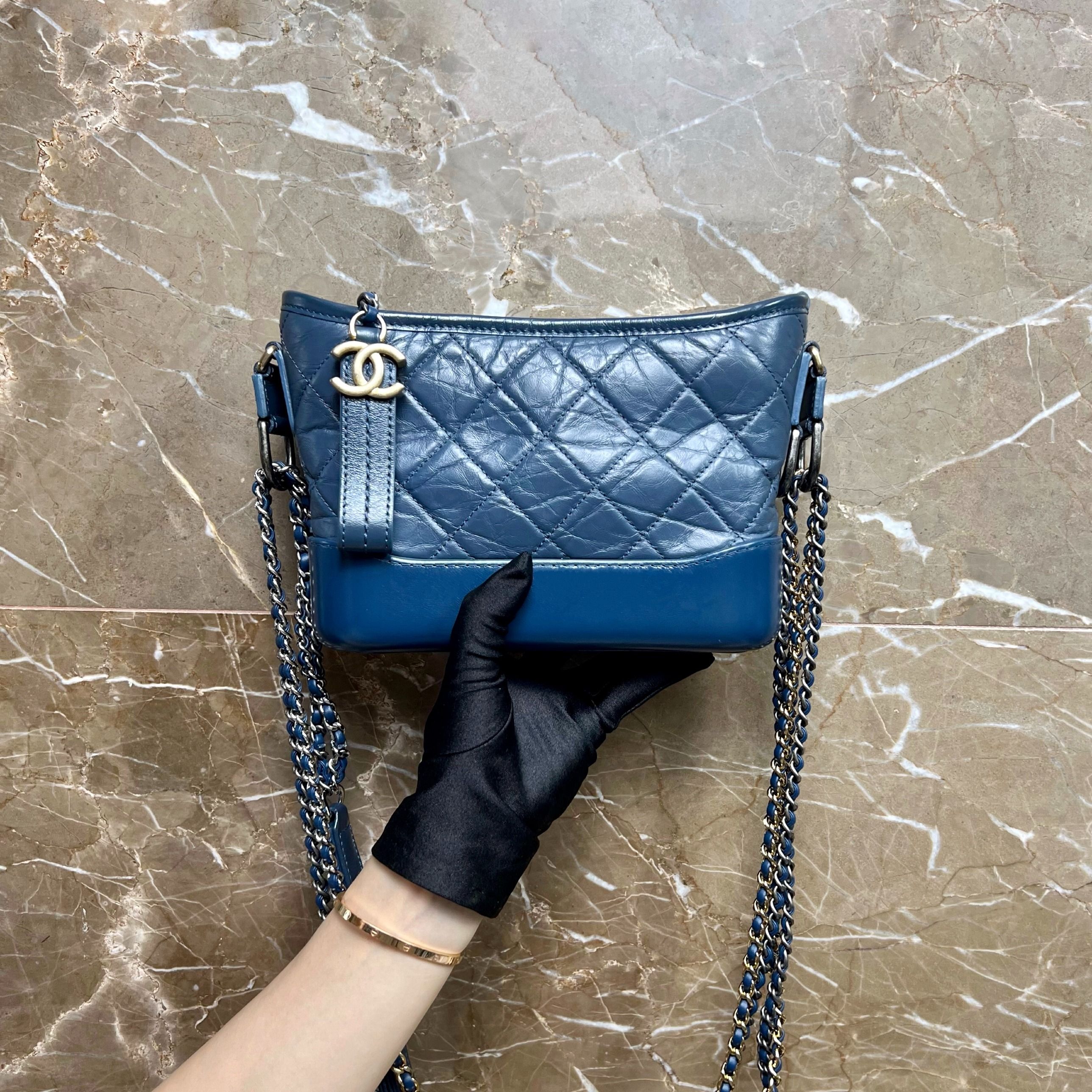 LNIB Chanel Small Gabrielle Calfskin Navy Blue No 26 - Luxury Evermore