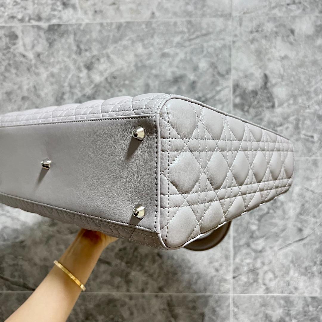 LNIB Dior Lady Large Lambskin Grey SHW - Luxury Evermore