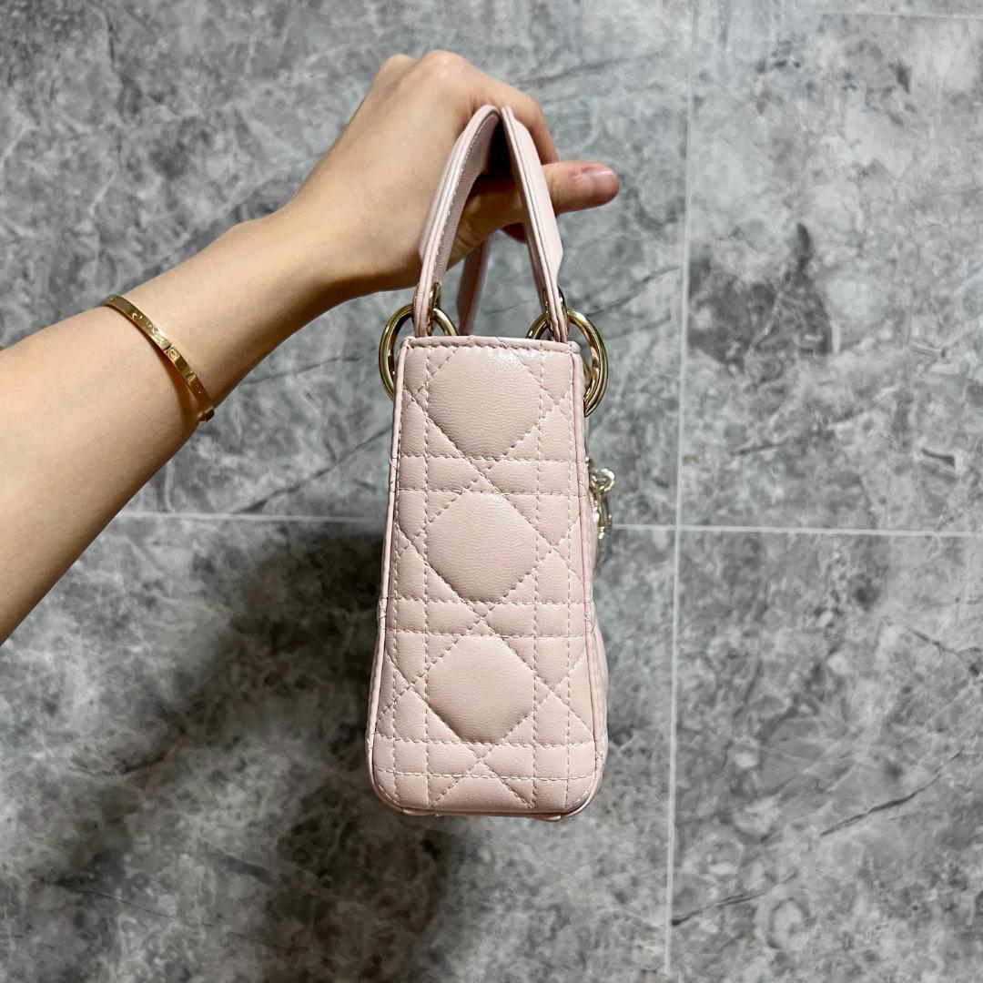 LNIB Dior Lady Mini Lambskin Sakura Pink GHW - Luxury Evermore