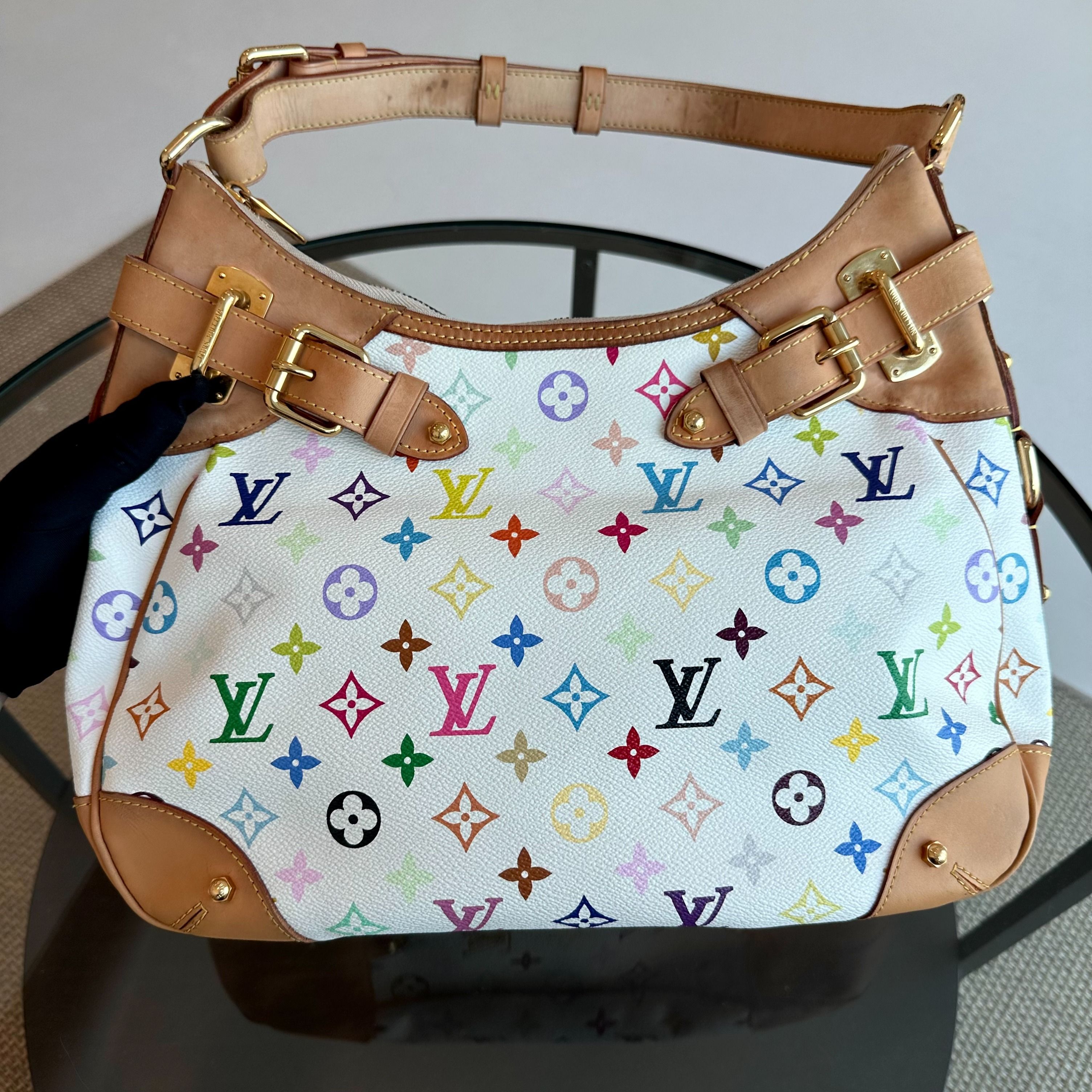 Louis Vuitton LV Greta Multicolor Vintage White Monogram - Luxury Evermore