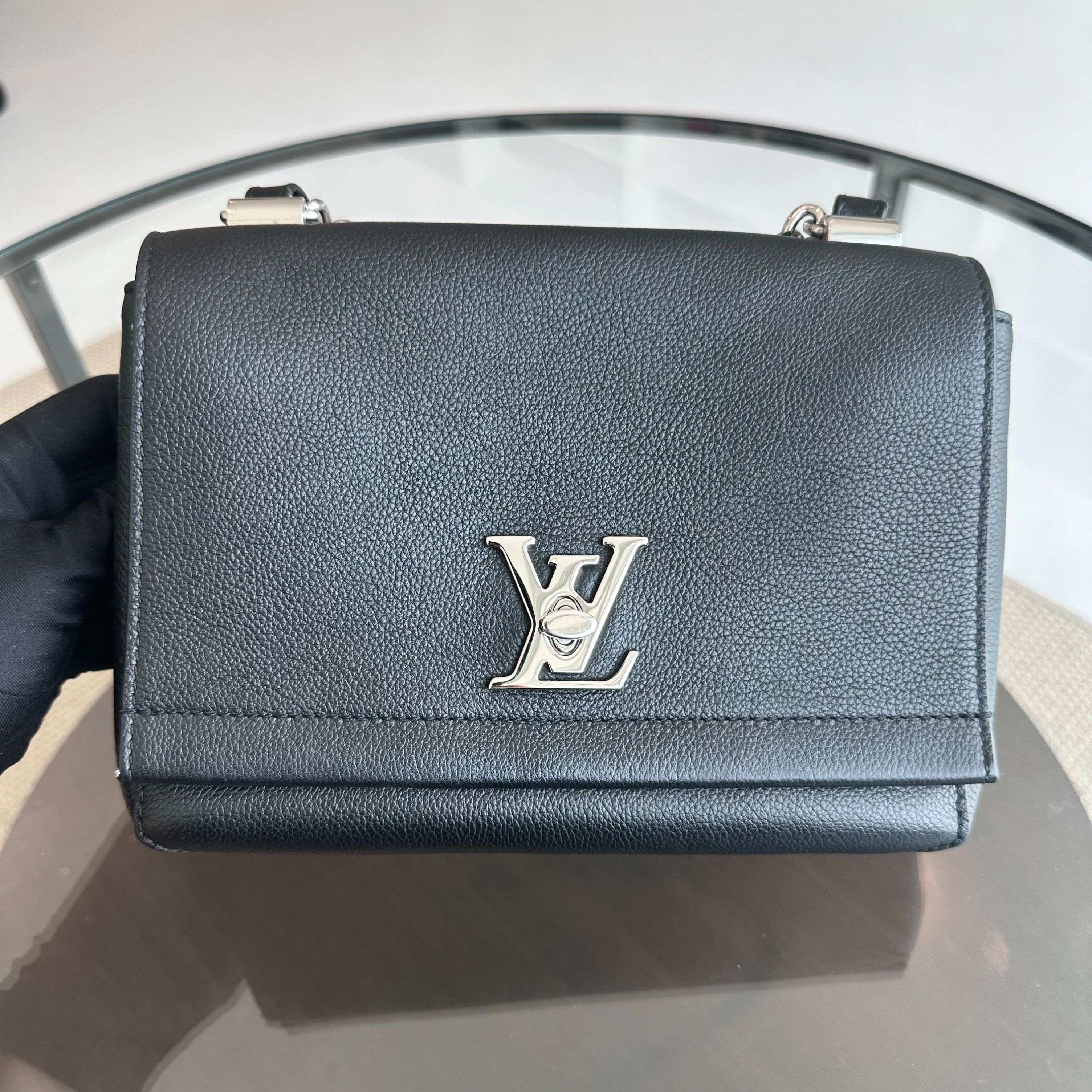 Louis Vuitton LV Lockme II Calfskin Crossbody Black SHW - Luxury Evermore