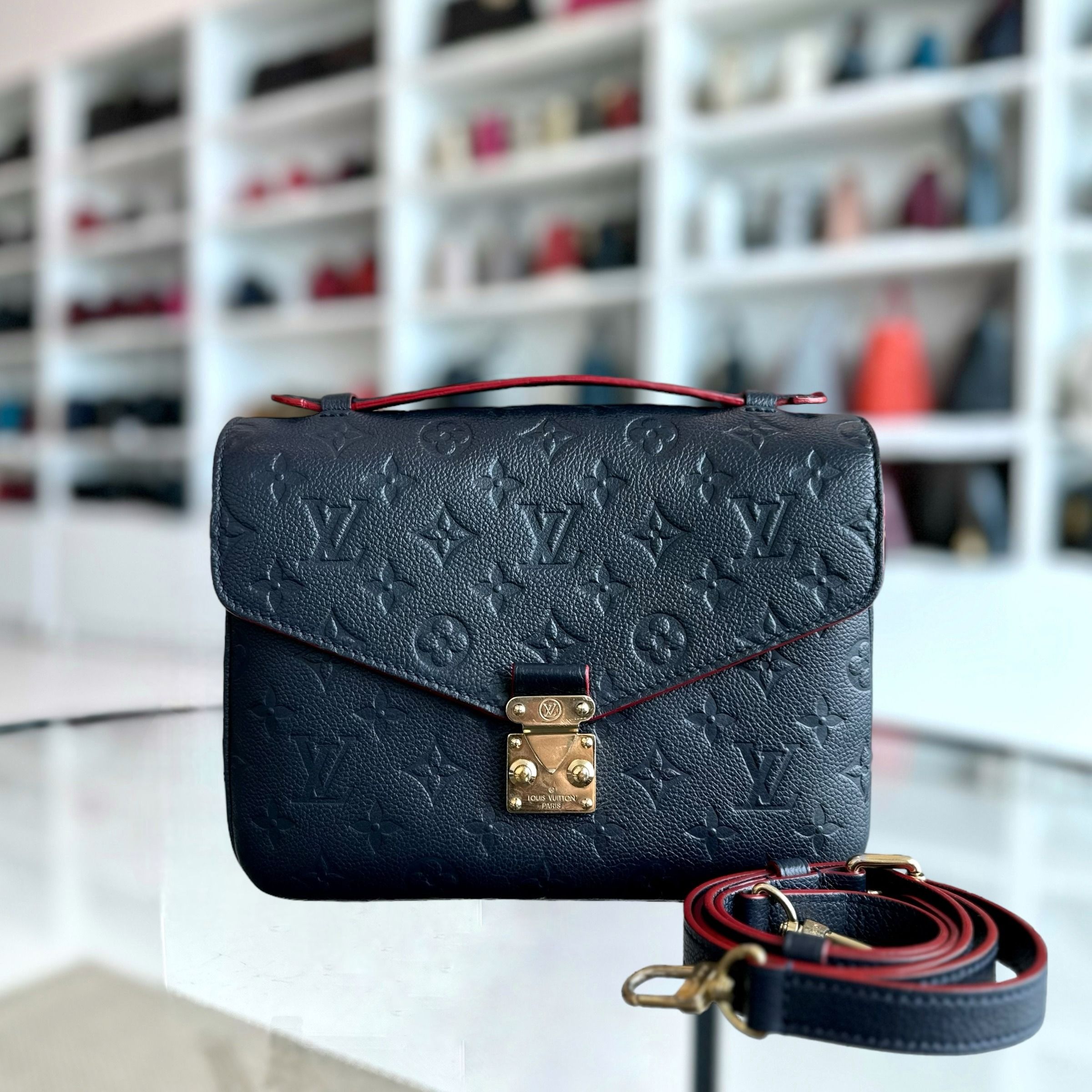 Louis Vuitton LV Pochette Metis Empreinte Leather Marine Rogue Dark Blue GHW - Luxury Evermore