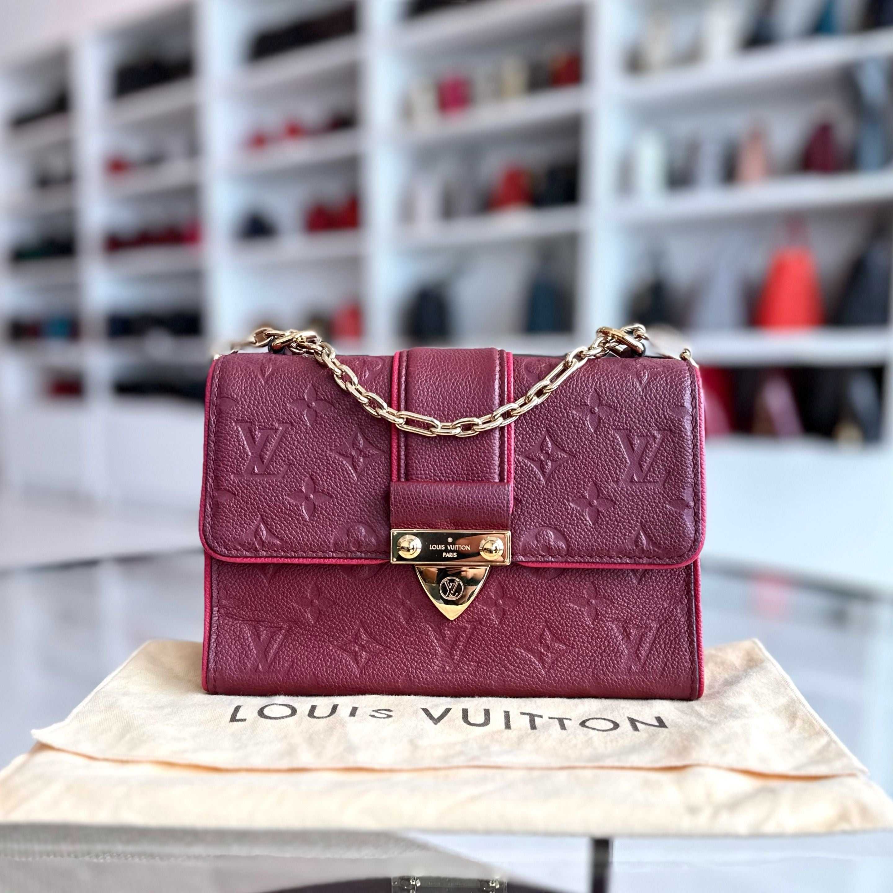 Louis Vuitton LV Saint Sulpice Empriente Raisin Monogram Red GHW - Luxury Evermore