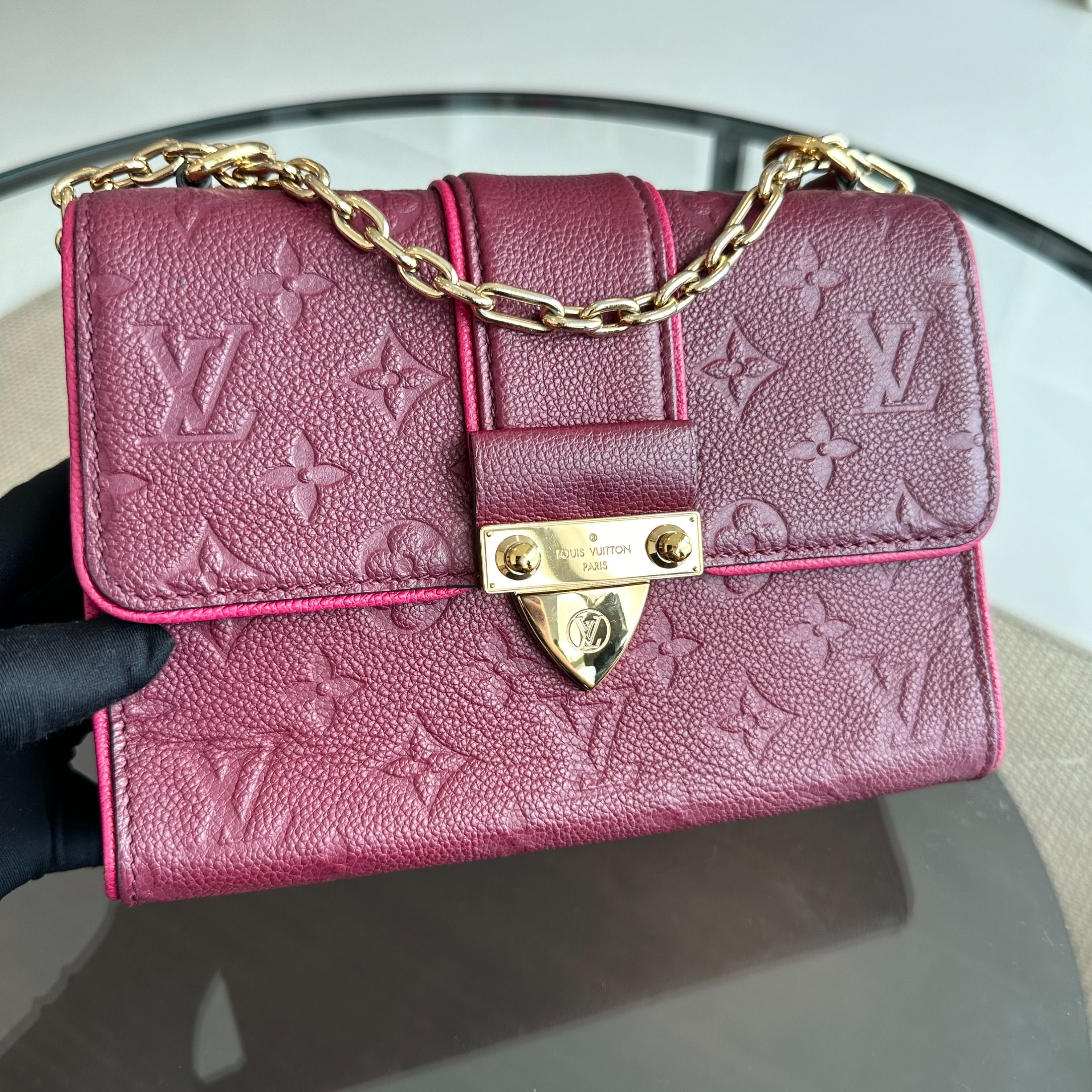 Louis Vuitton LV Saint Sulpice Empriente Raisin Monogram Red GHW - Luxury Evermore