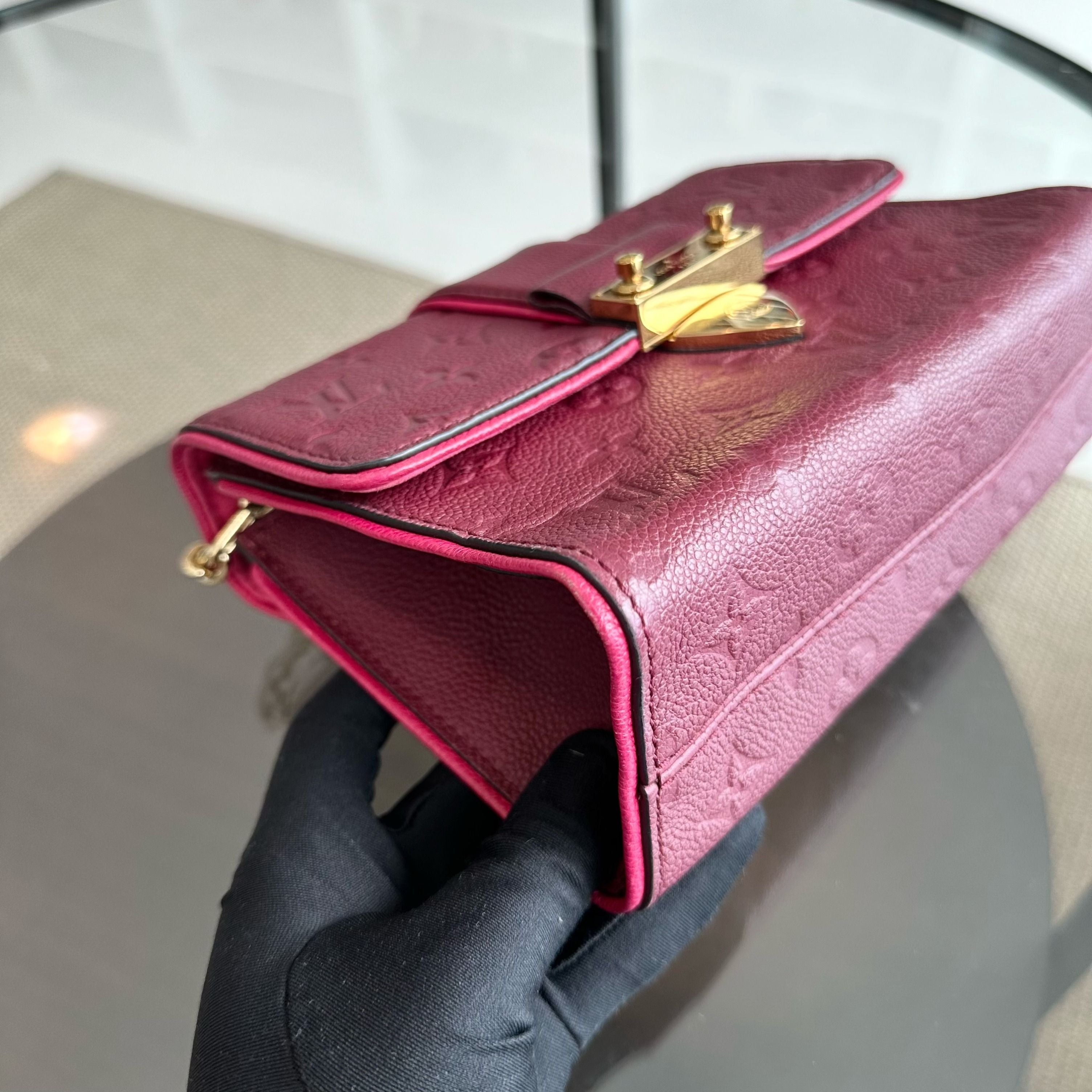 Louis Vuitton LV Saint Sulpice Empriente Raisin Monogram Red GHW - Luxury Evermore