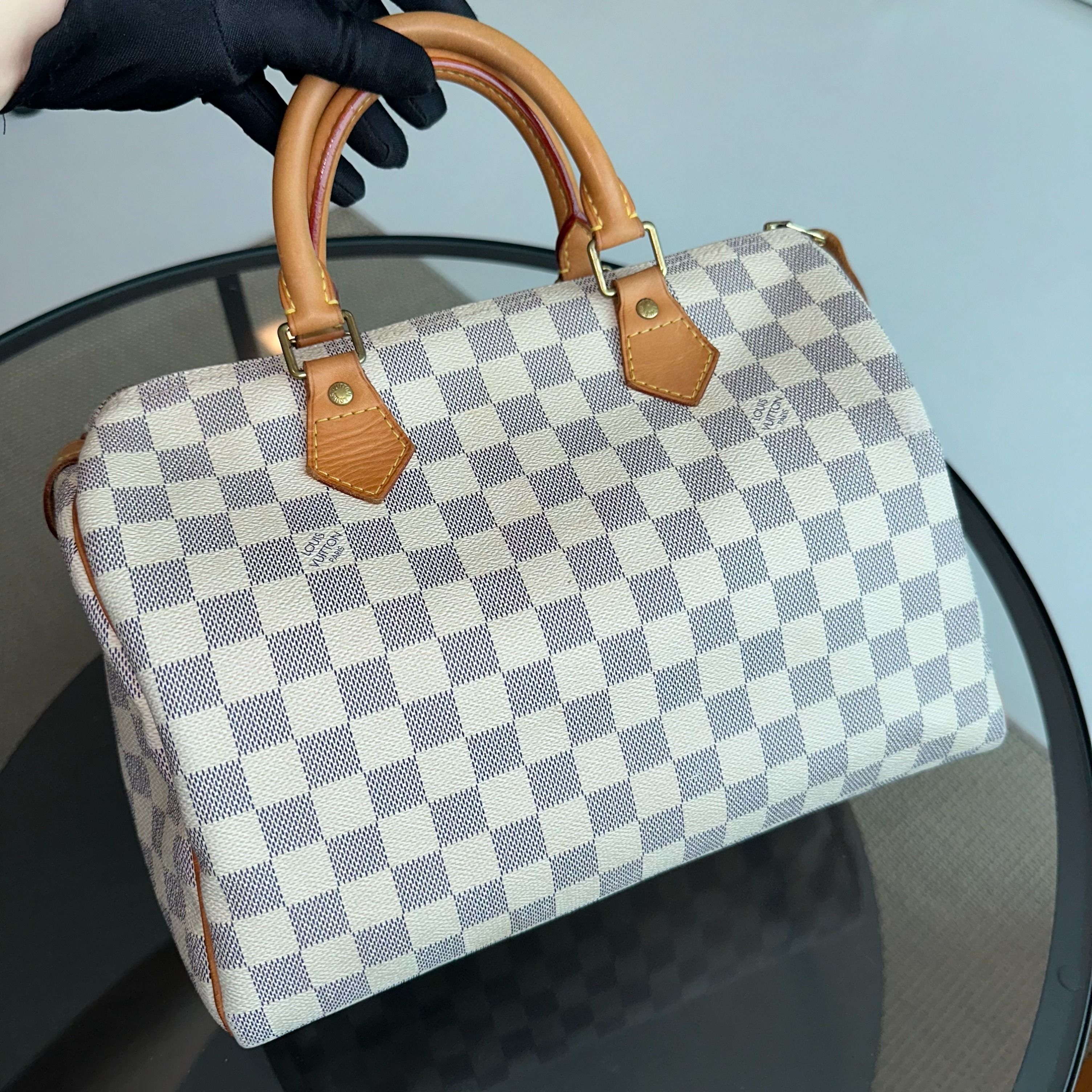 Louis Vuitton LV Speedy 30 Damiar Azure Top Handle Bag - Luxury Evermore