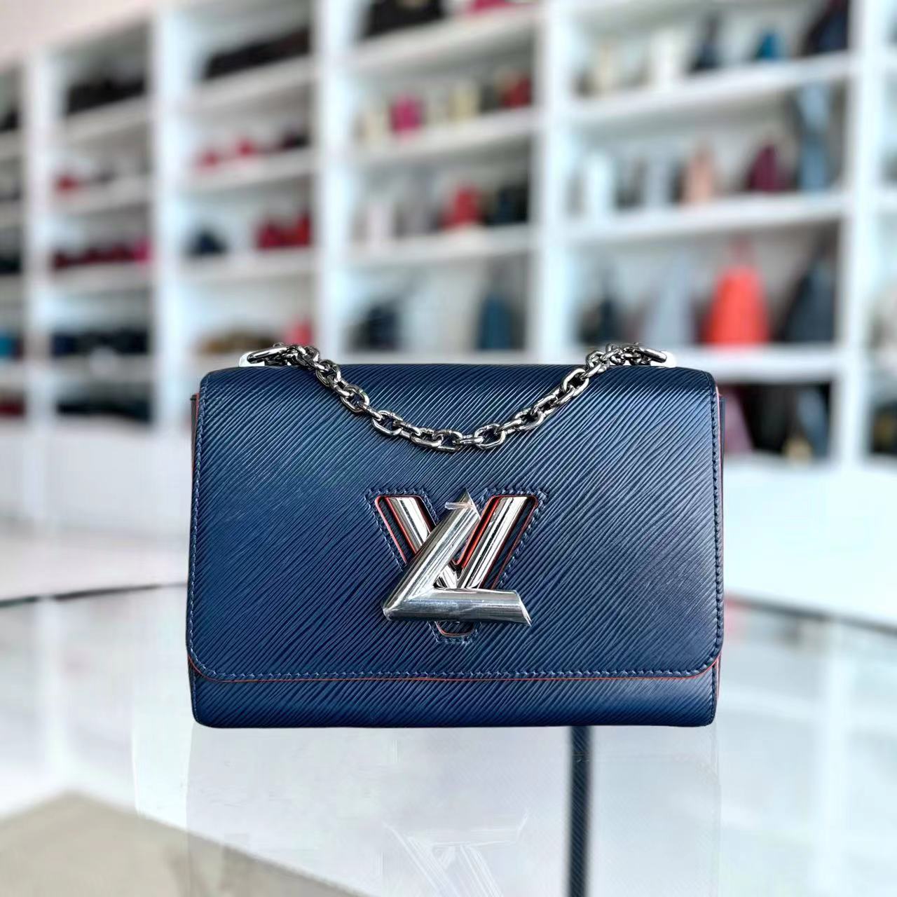 Louis Vuitton LV Twist EPI Leather Blue MM Silver Hardware - Luxury Evermore