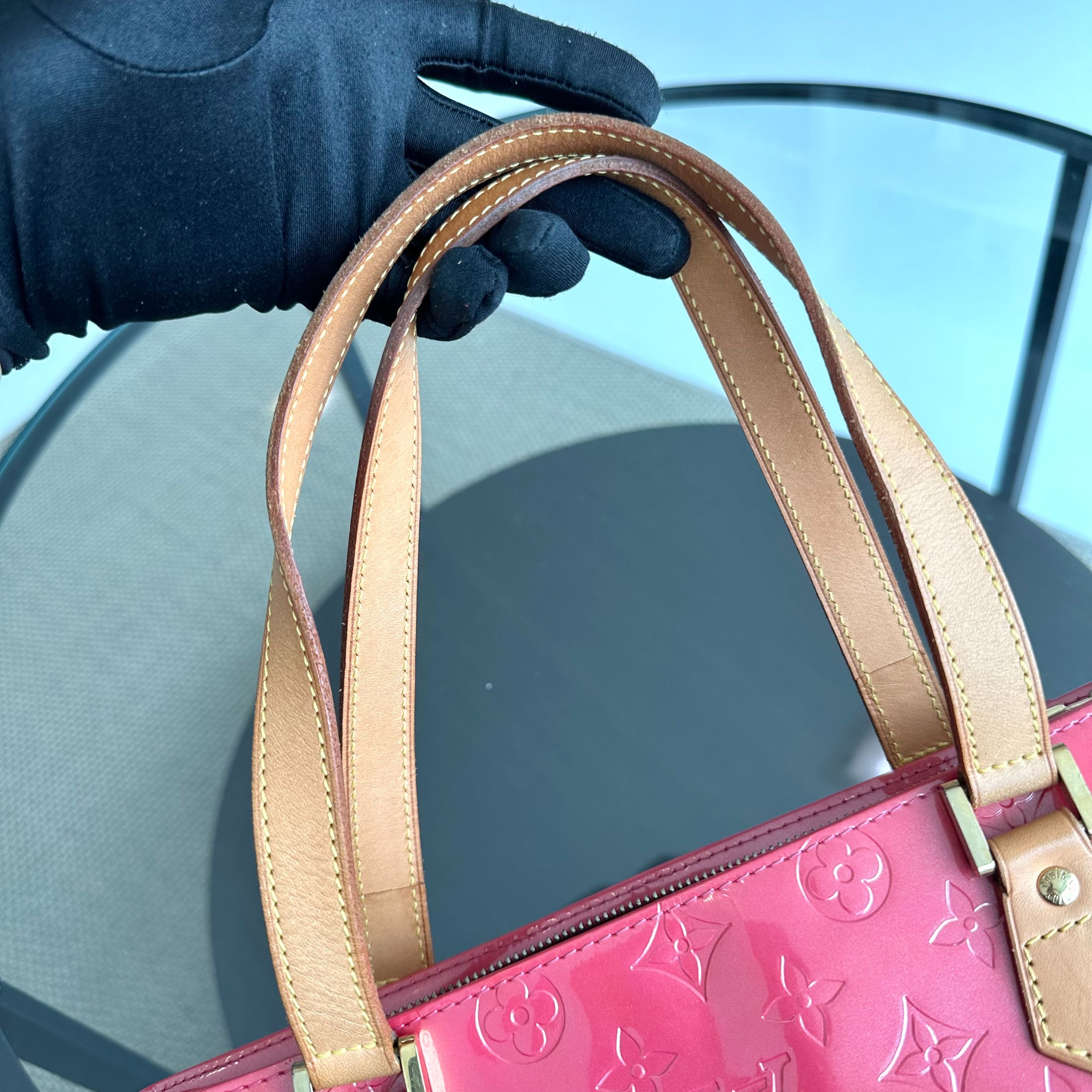 Louis Vuitton LV Vernis PM Patent Leather Monogram Red Shoulder Bag - Luxury Evermore