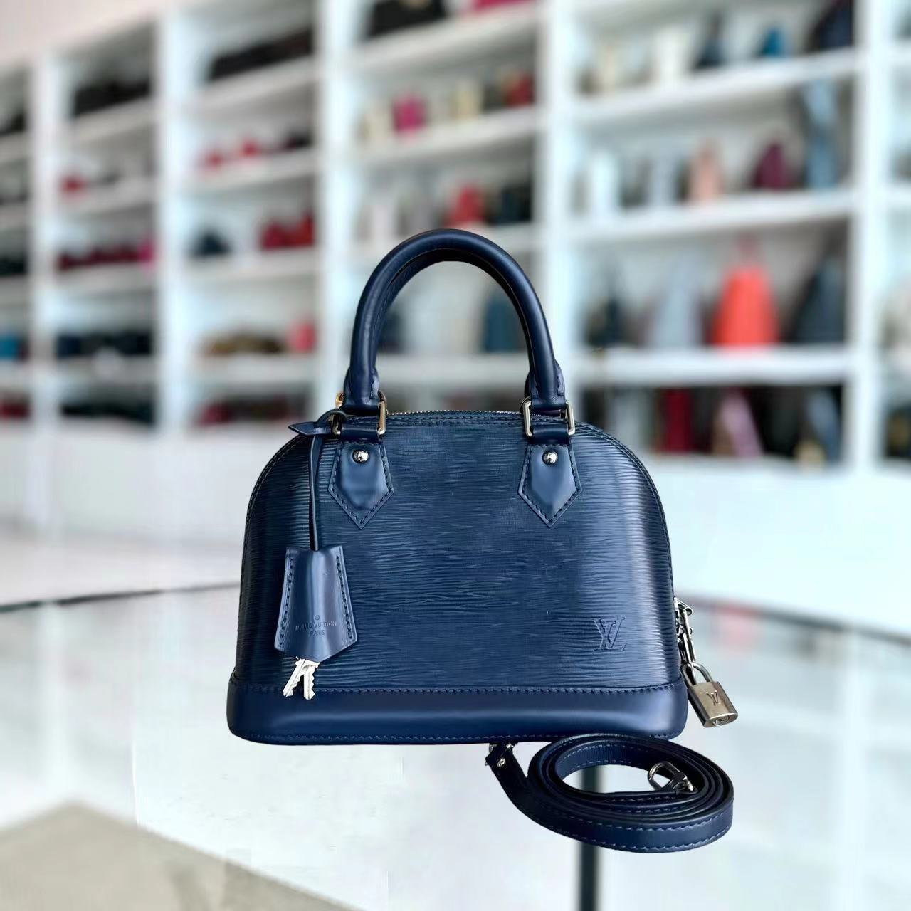 LV Alma BB EPI Leather Dark Blue SHW Louis Vuitton - Luxury Evermore