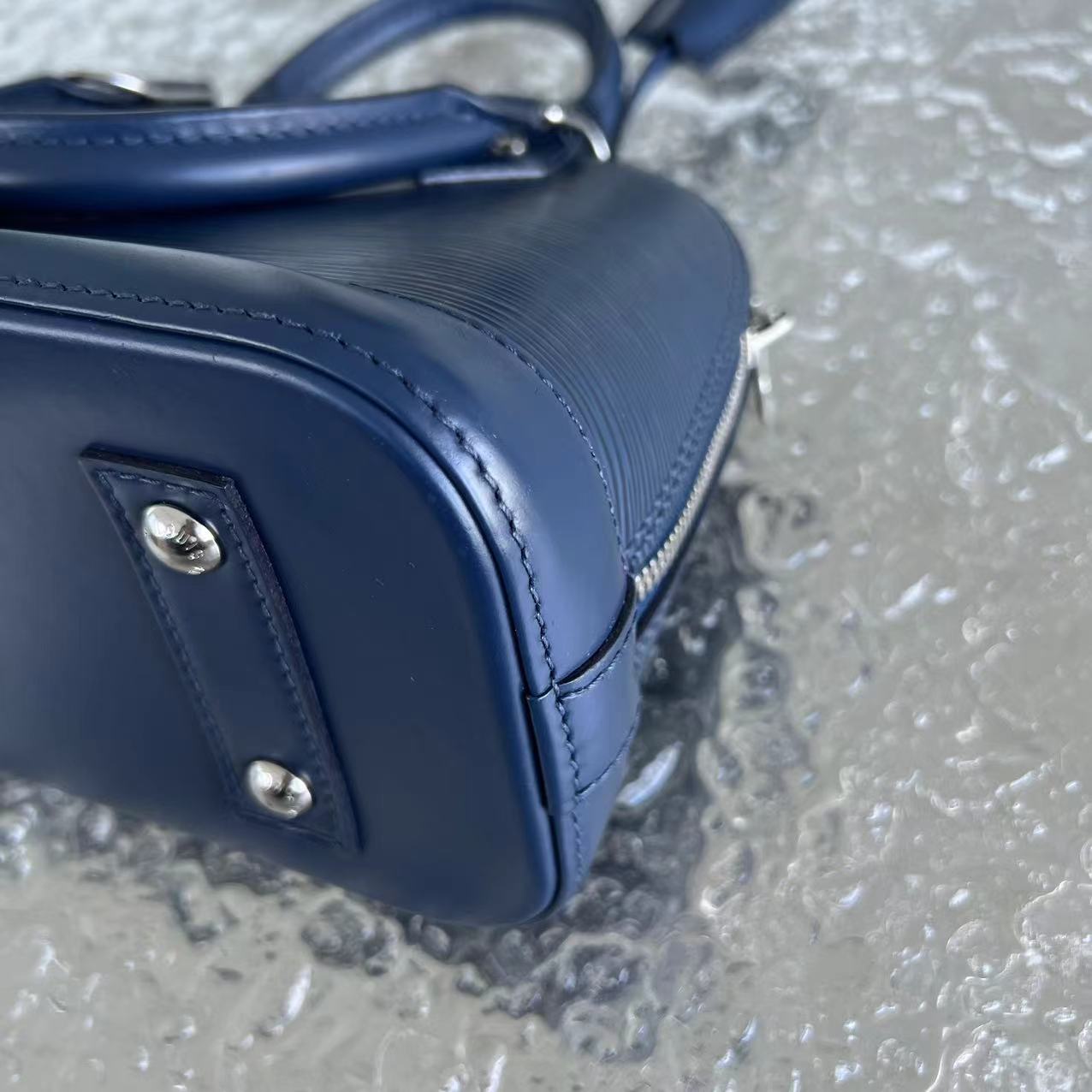 LV Alma BB EPI Leather Dark Blue SHW Louis Vuitton - Luxury Evermore