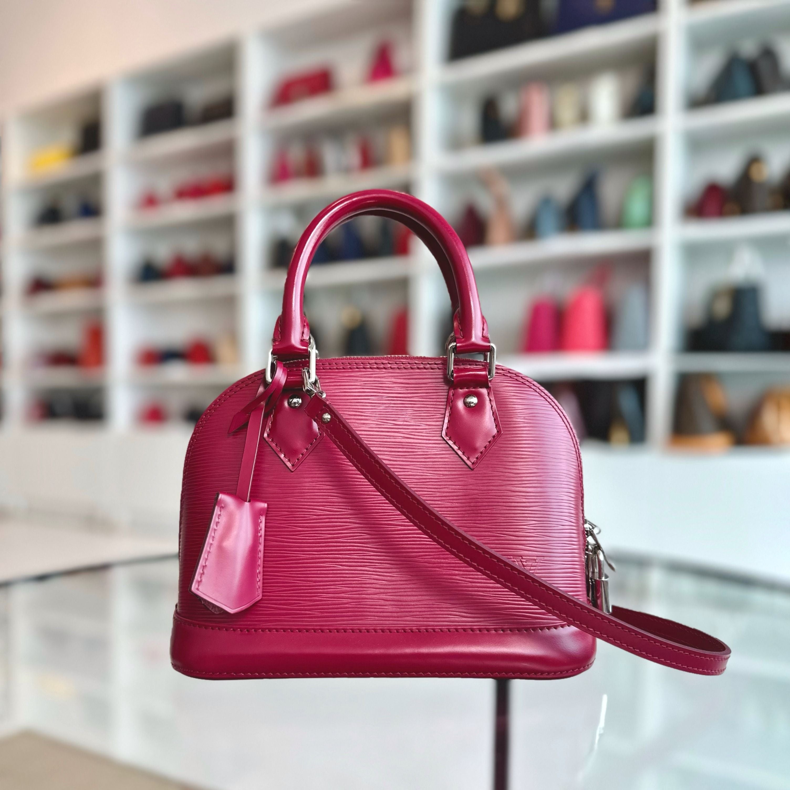 LV Alma BB EPI Leather Plum SHW Louis Vuitton - Luxury Evermore