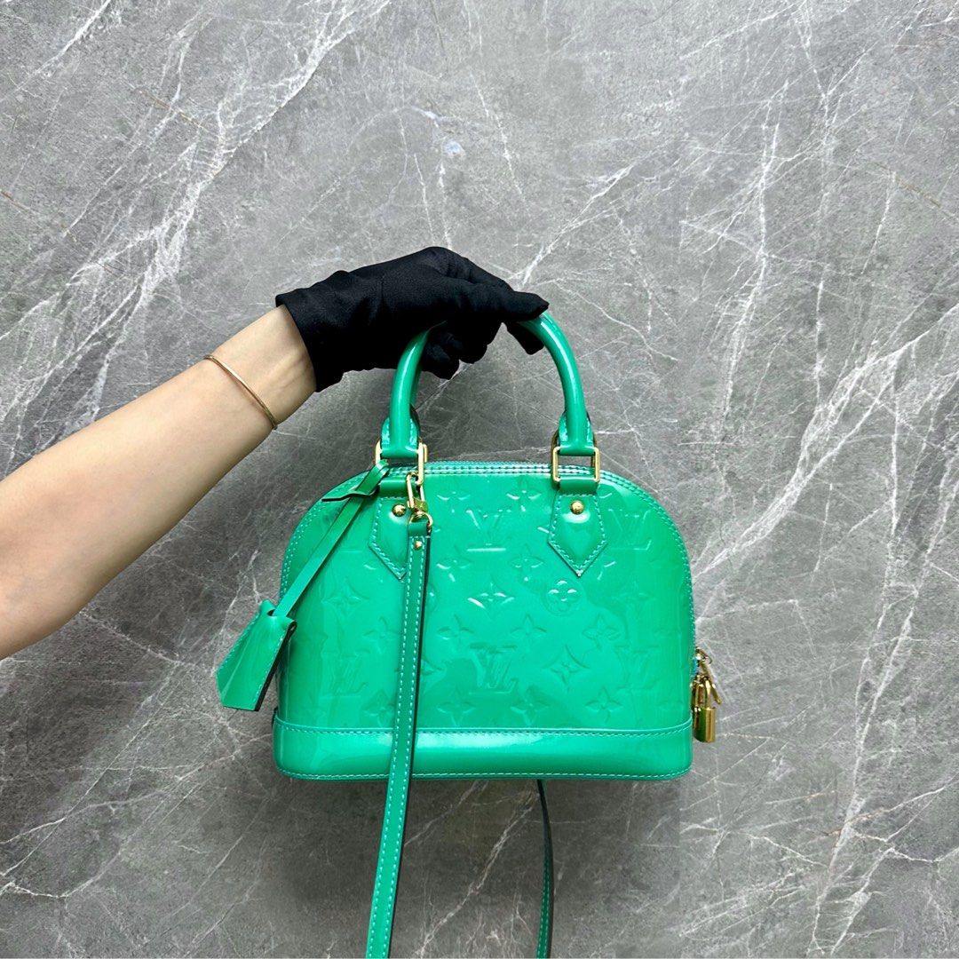 LV Alma BB Patent Leather Emerald GHW - Luxury Evermore