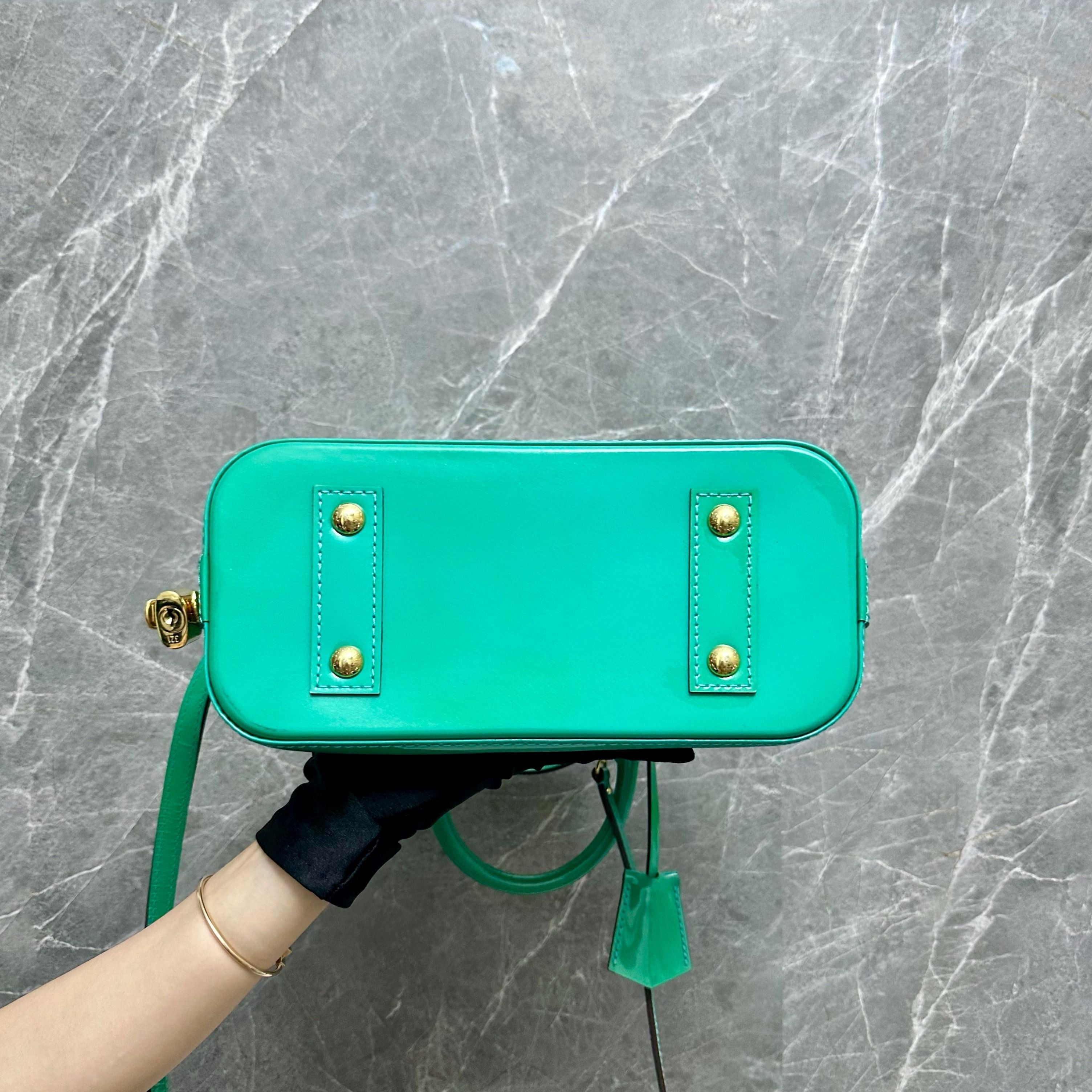 LV Alma BB Patent Leather Emerald GHW - Luxury Evermore