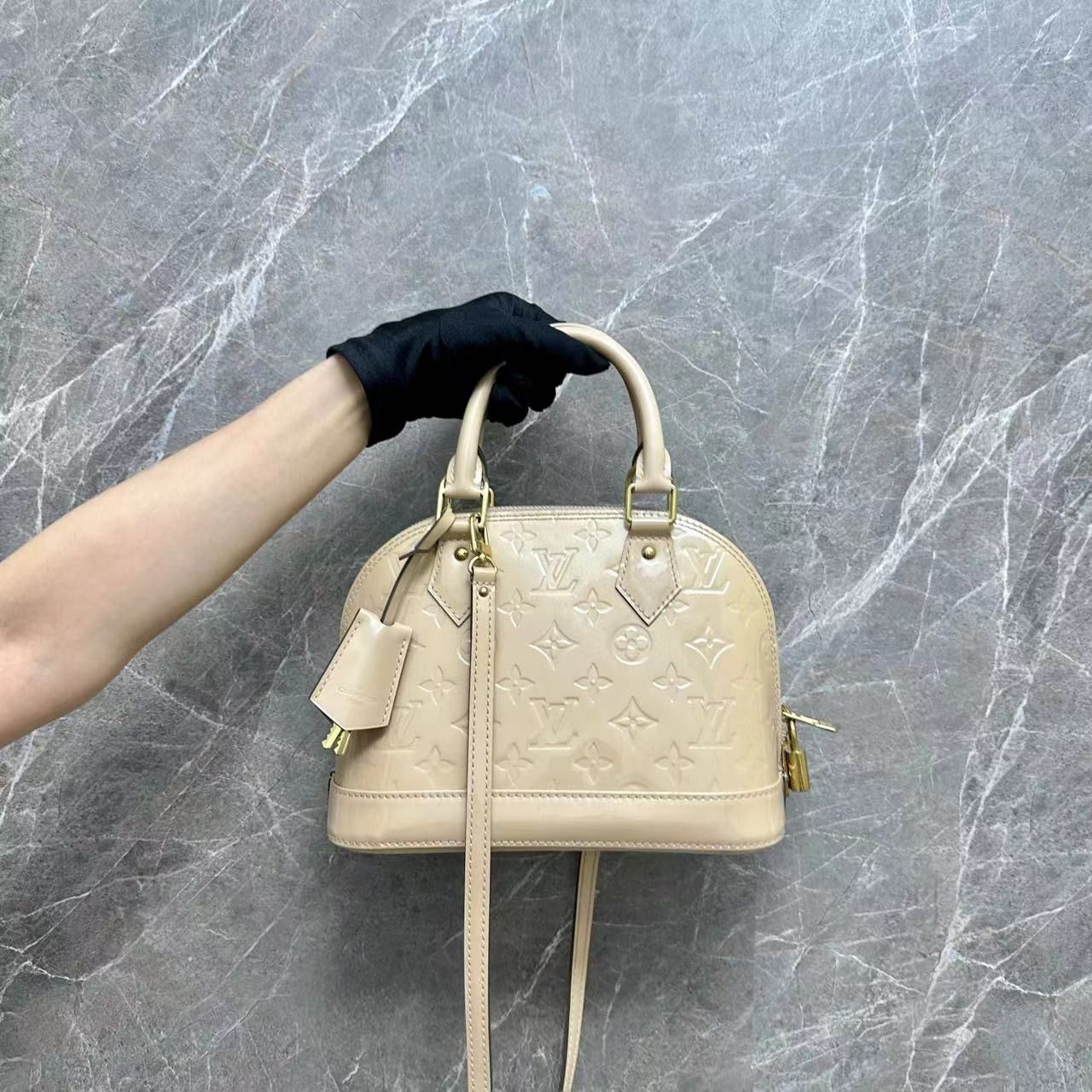 LV Alma BB Patent Leather Nude GHW - Luxury Evermore