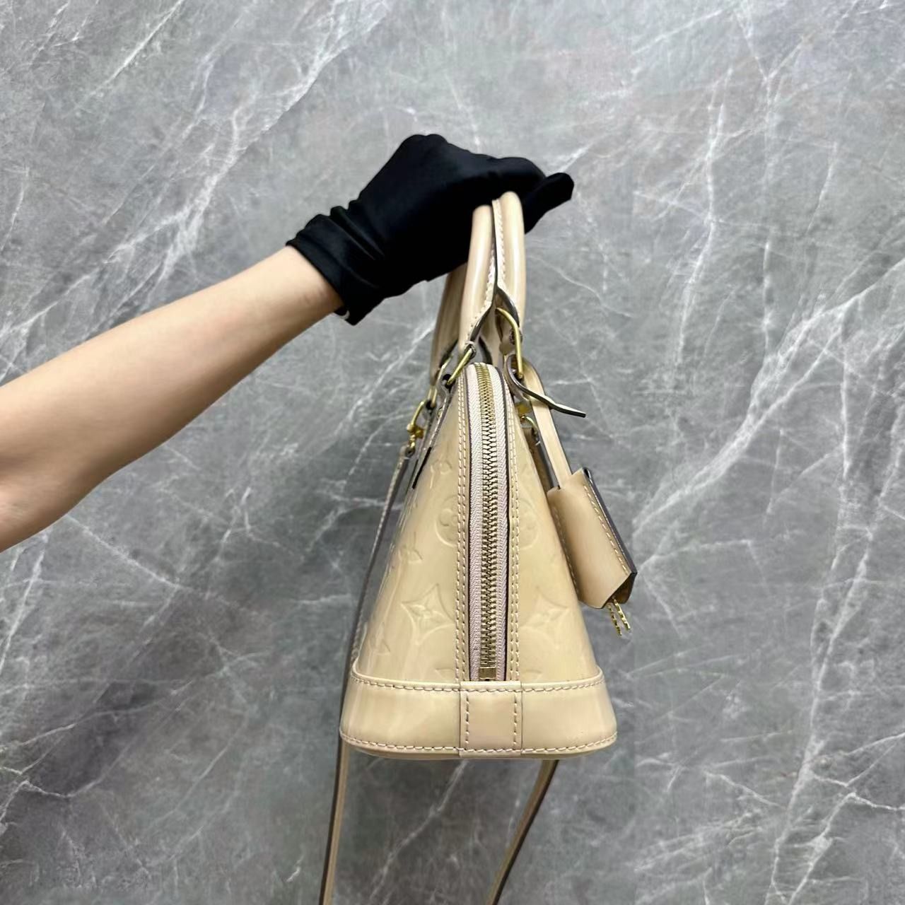 LV Alma BB Patent Leather Nude GHW - Luxury Evermore