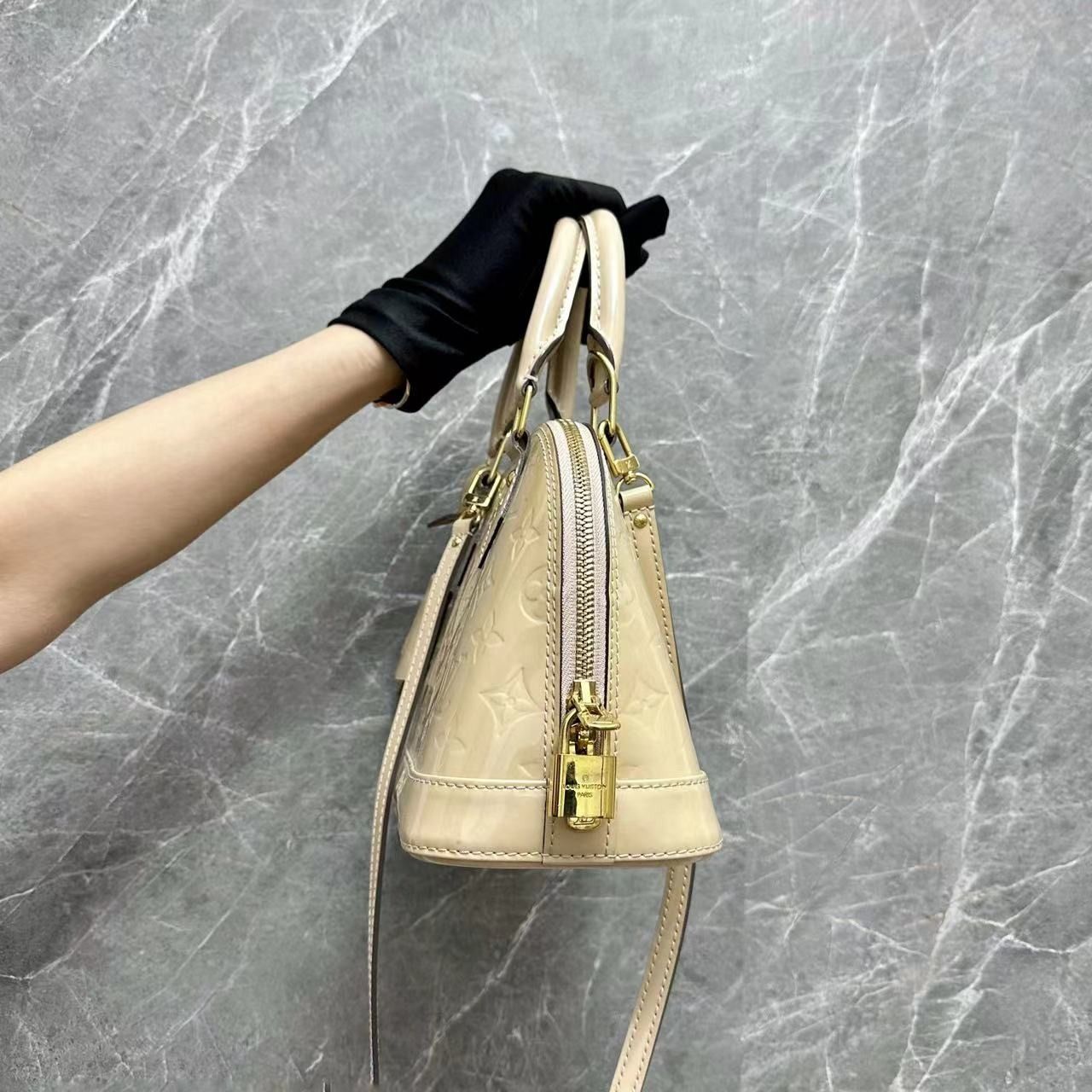 LV Alma BB Patent Leather Nude GHW - Luxury Evermore