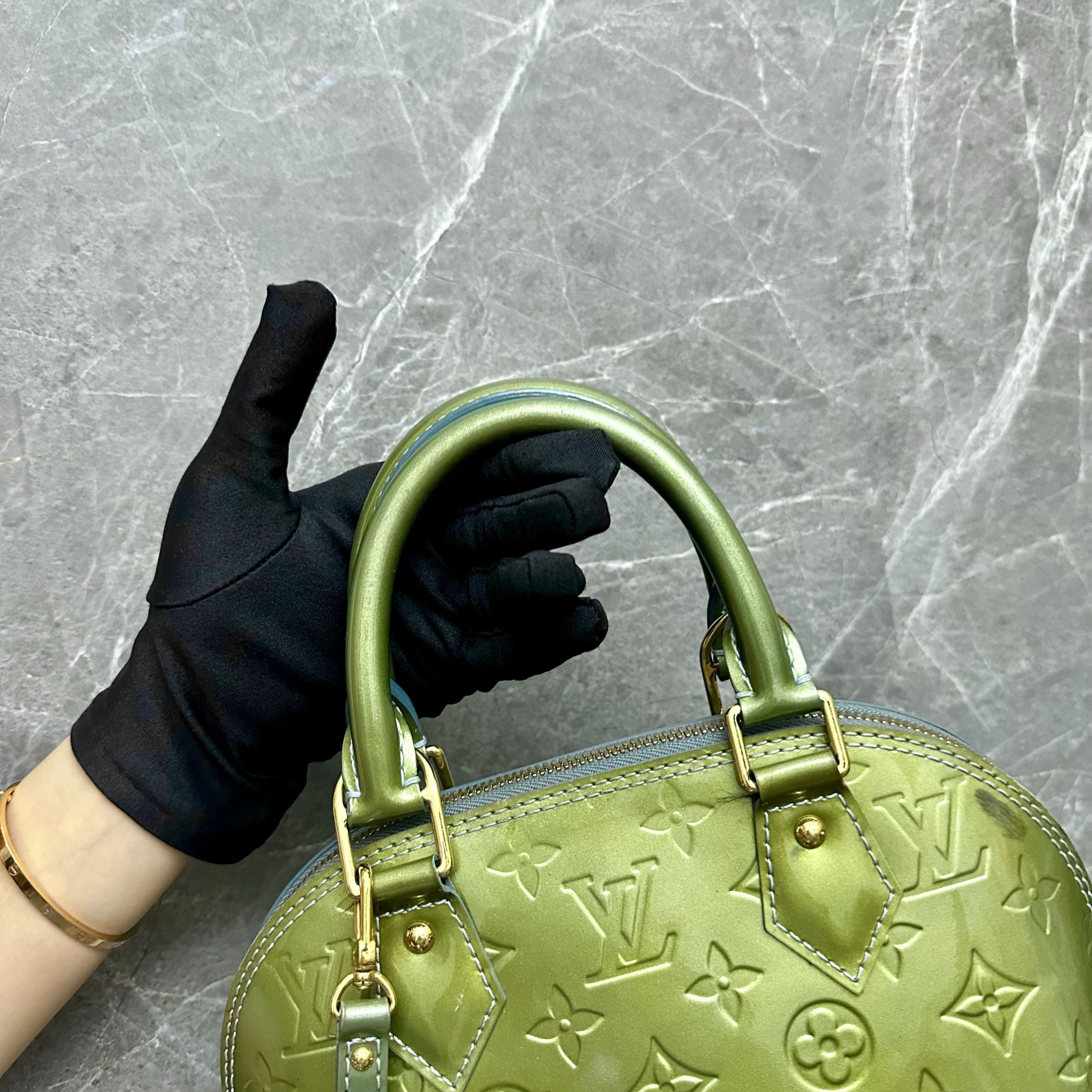 LV Alma BB Vernis Patent Leather Olive Green - Luxury Evermore