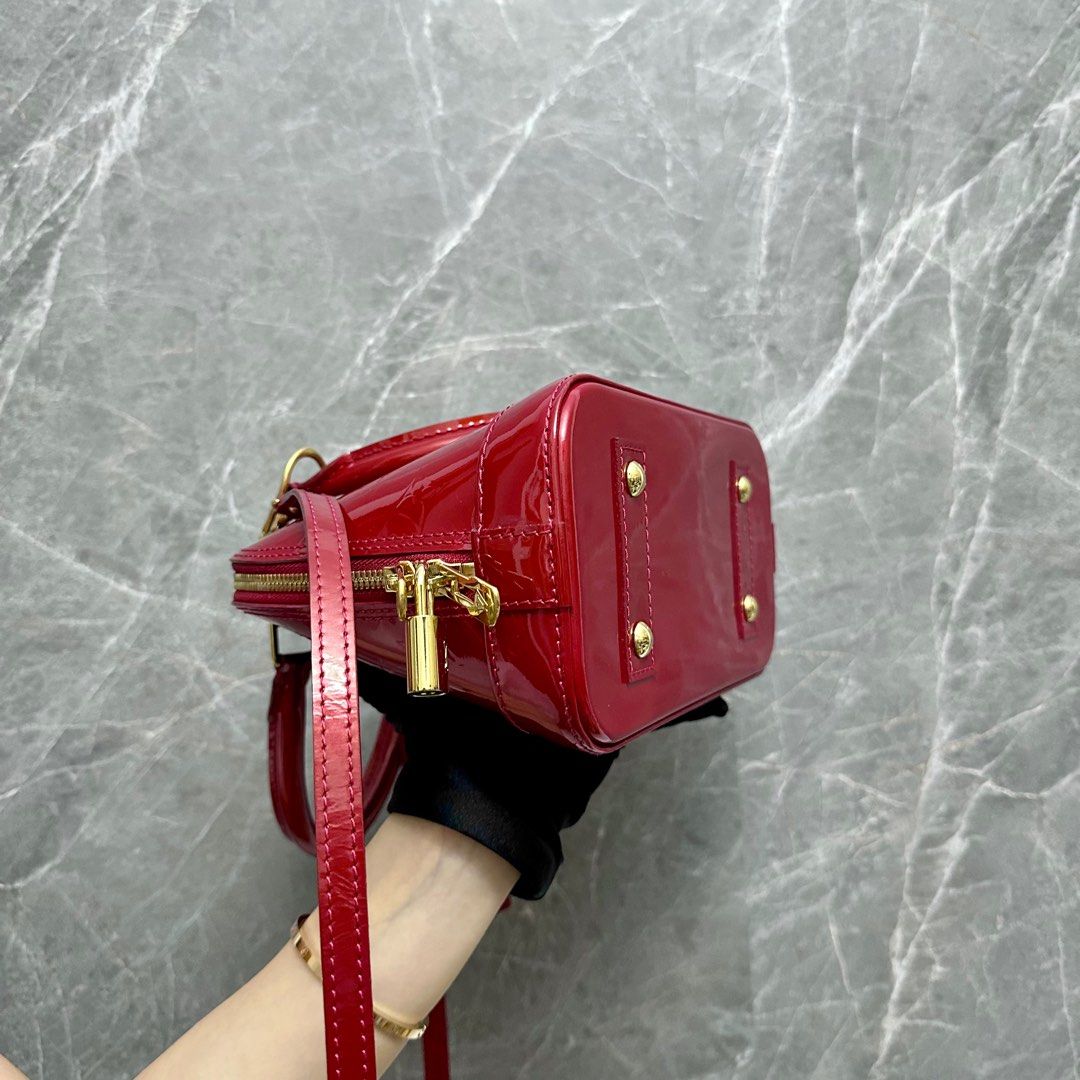 LV Alma BB Vernis Patent Leather Red - Luxury Evermore