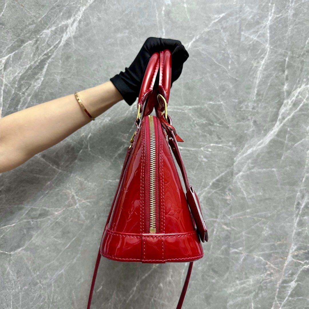 LV Alma BB Vernis Patent Leather Red - Luxury Evermore