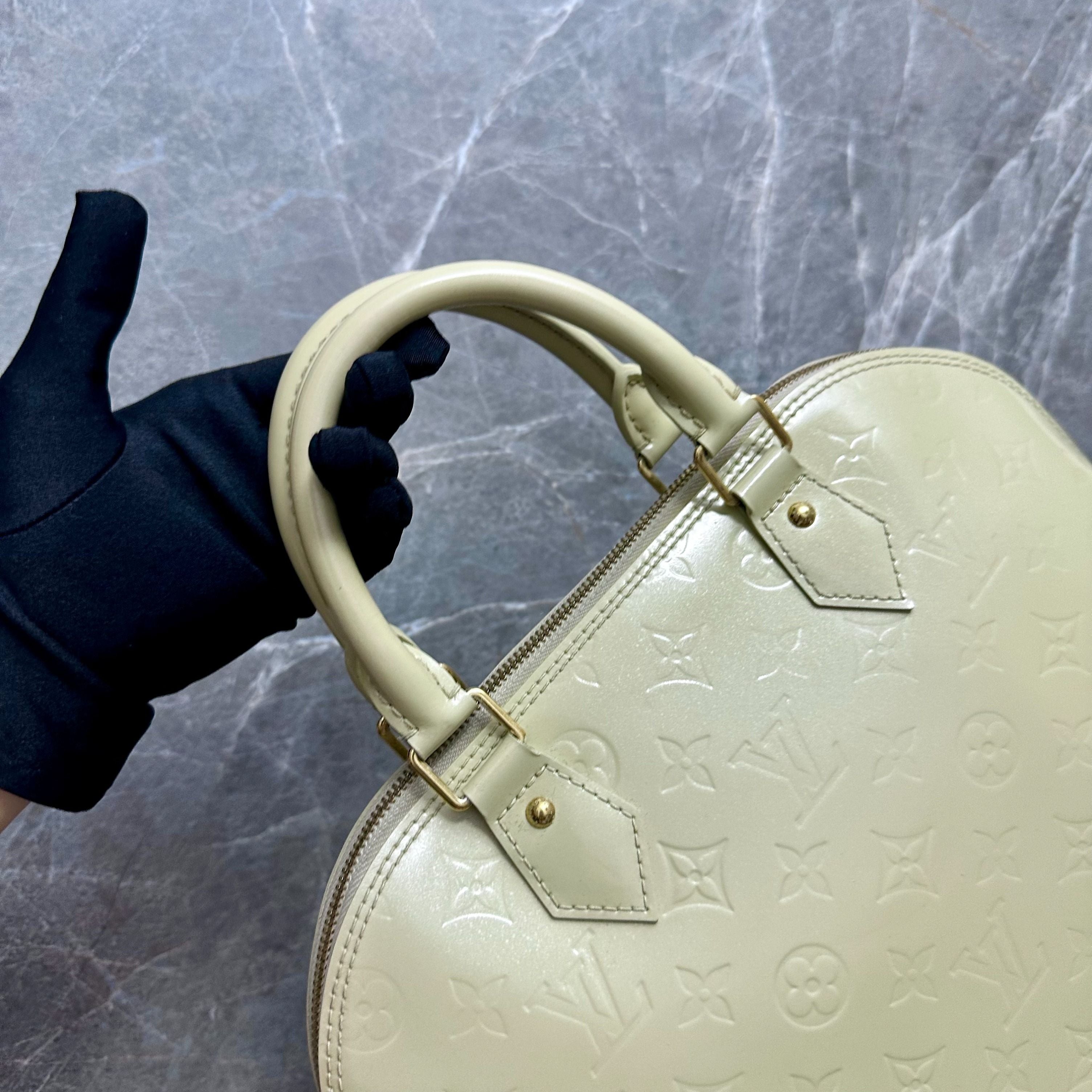 LV Alma PM Patent Leather Beige GHW - Luxury Evermore