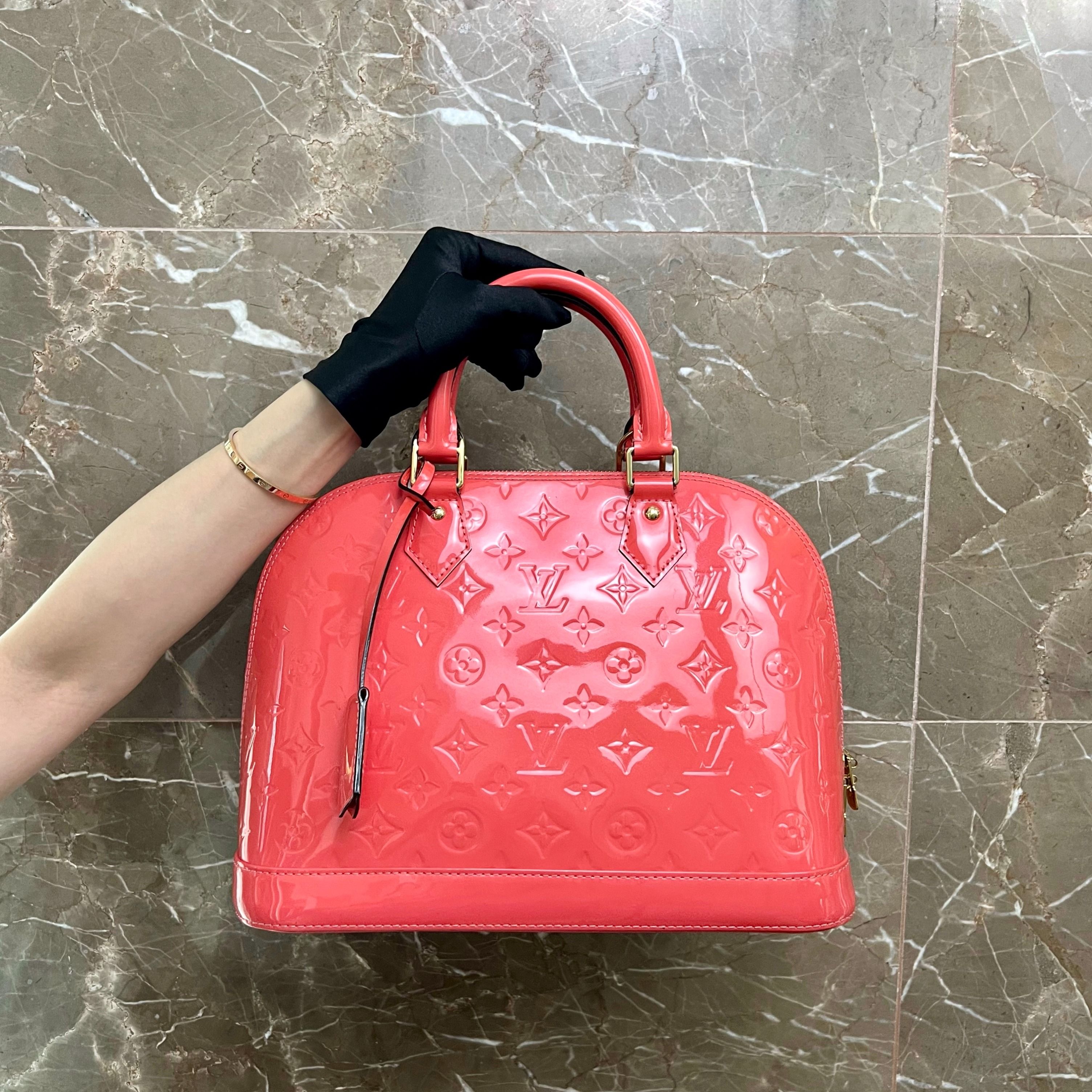 LV Alma PM Vernis Lobster Pink GHW - Luxury Evermore