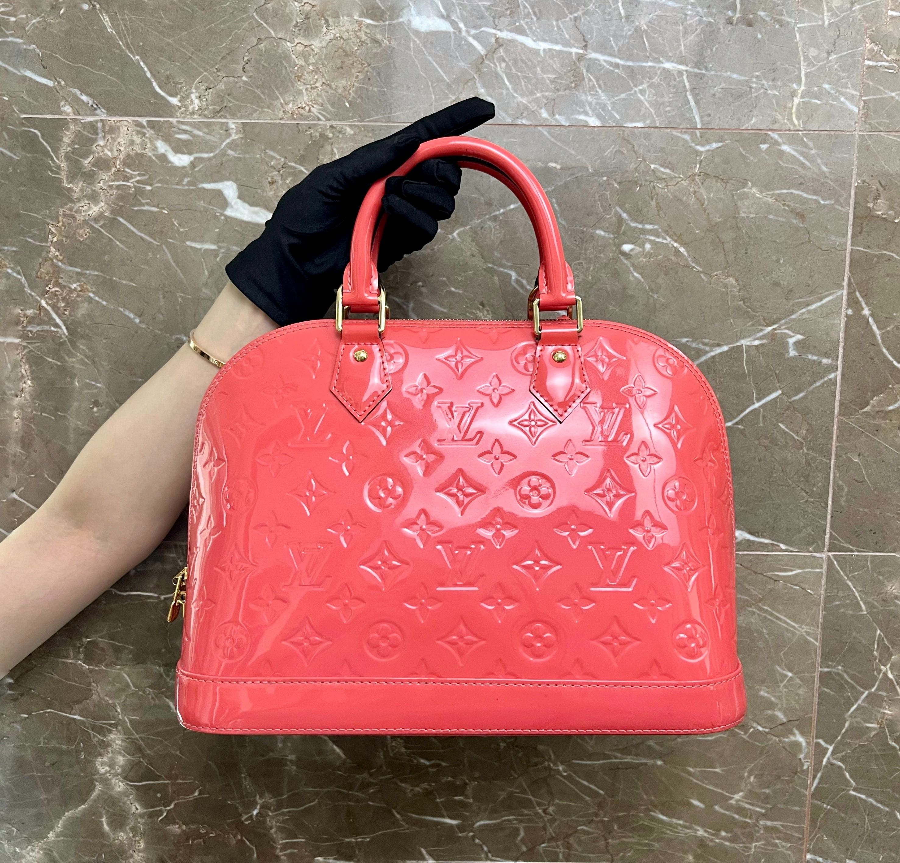 LV Alma PM Vernis Lobster Pink GHW - Luxury Evermore