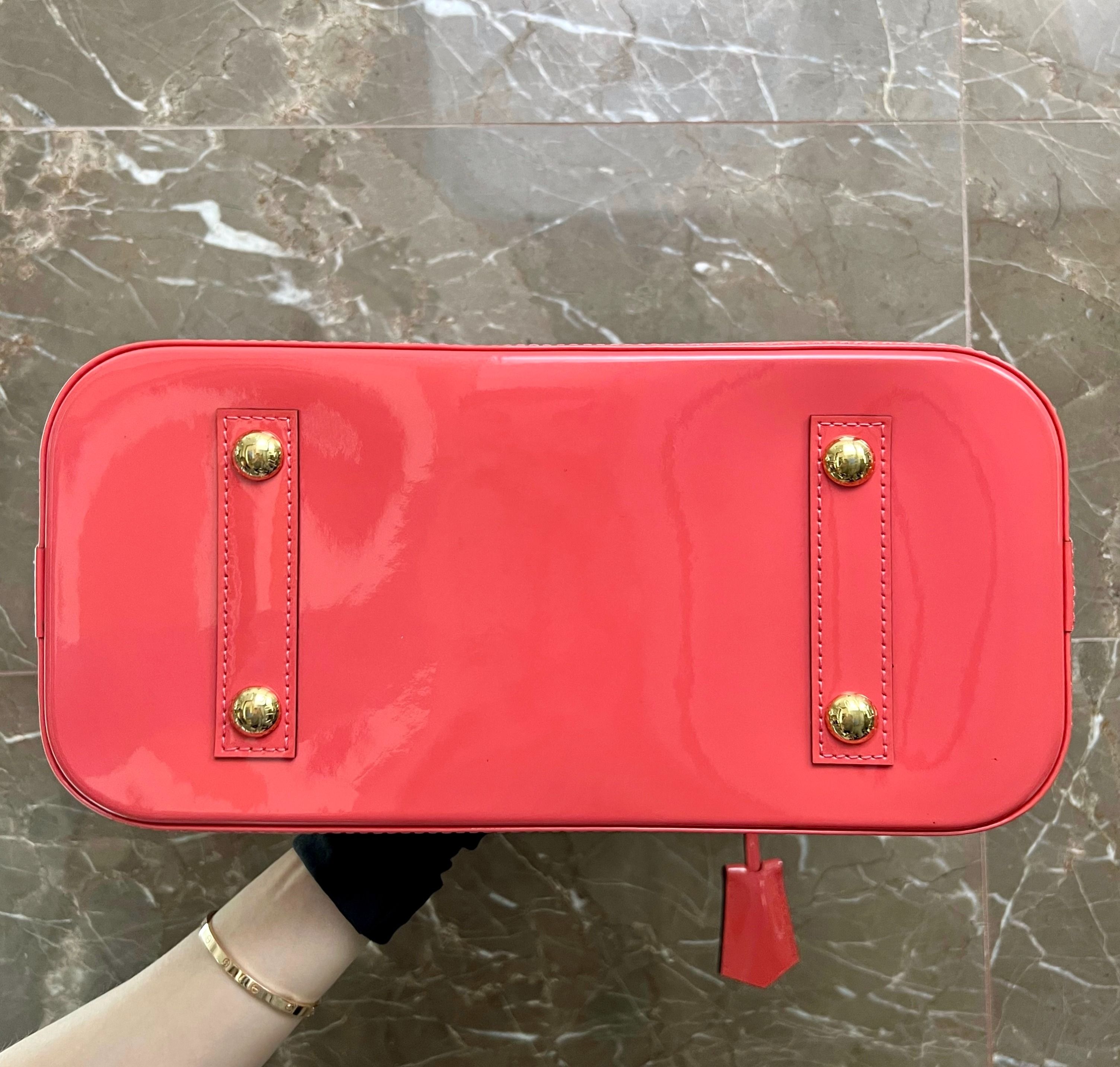 LV Alma PM Vernis Lobster Pink GHW - Luxury Evermore