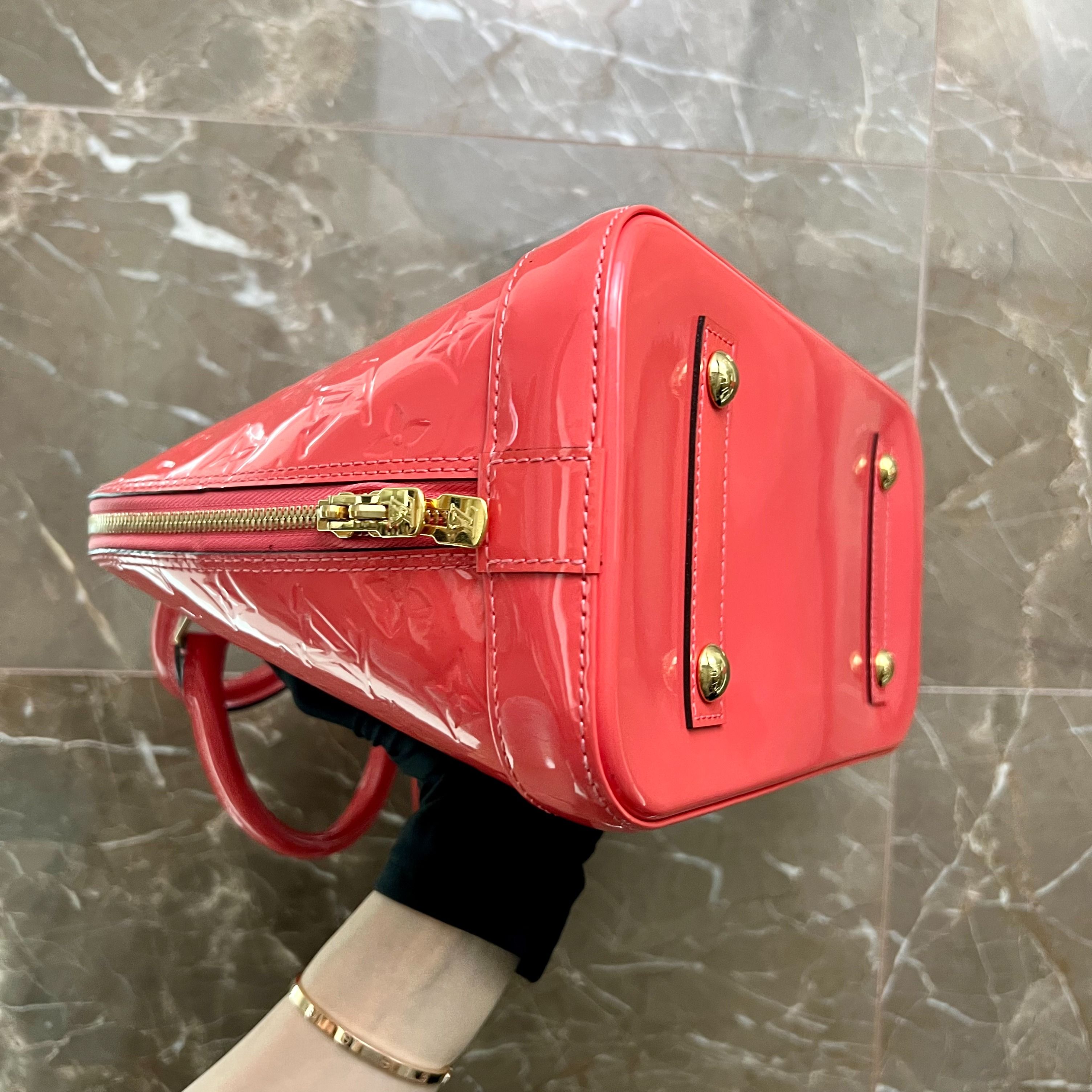 LV Alma PM Vernis Lobster Pink GHW - Luxury Evermore