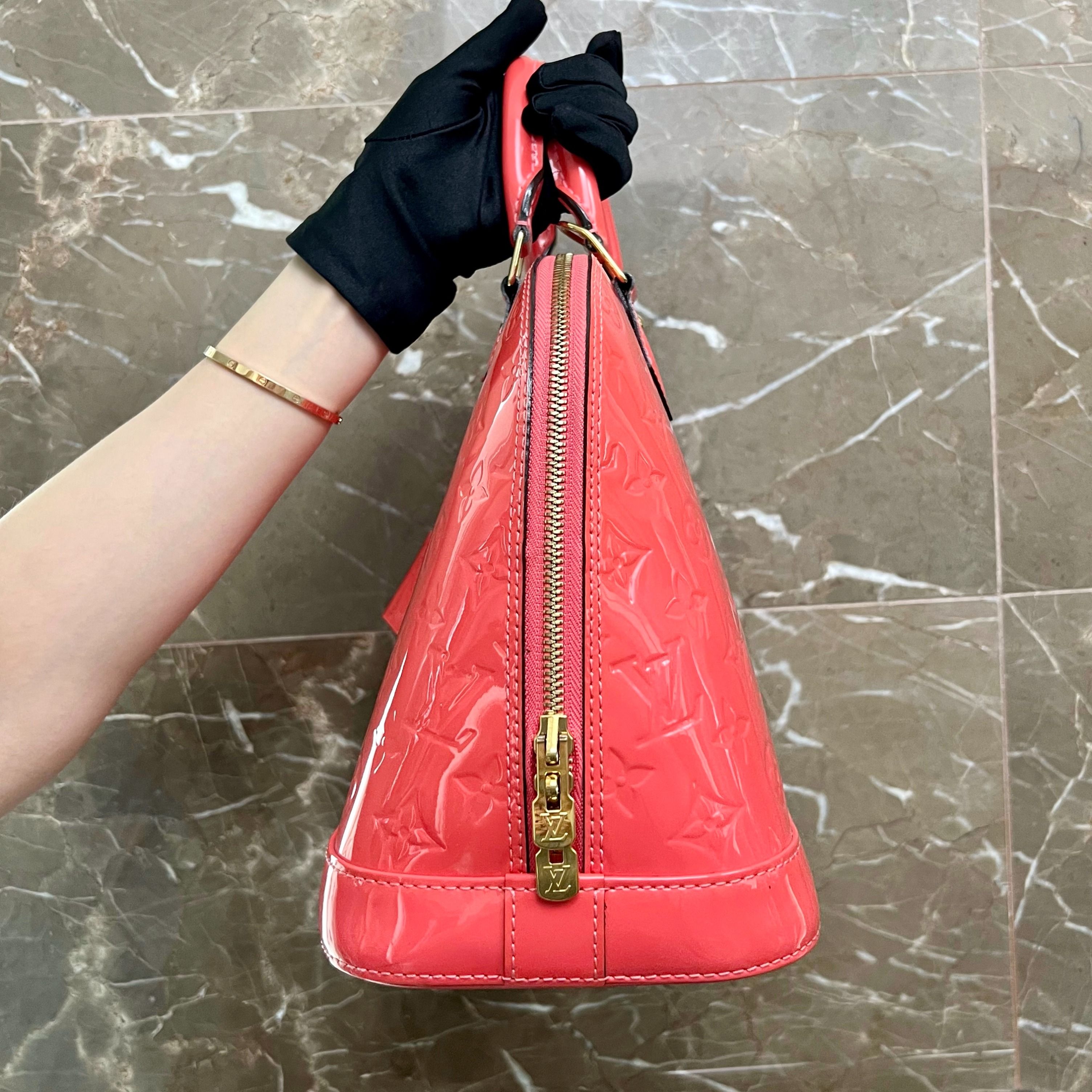 LV Alma PM Vernis Lobster Pink GHW - Luxury Evermore