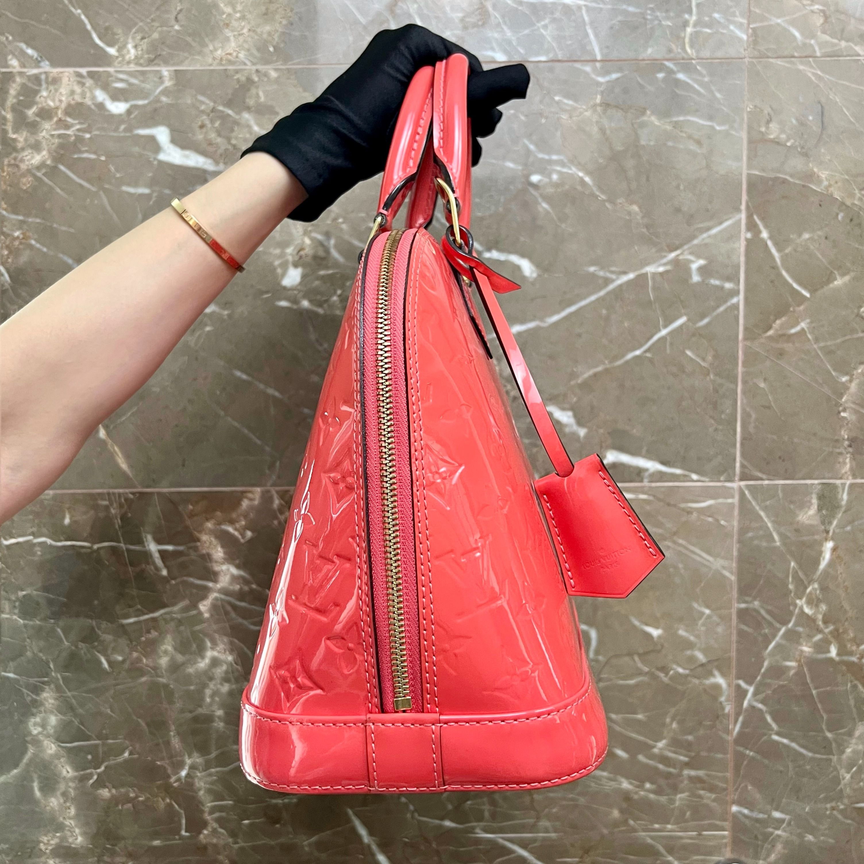 LV Alma PM Vernis Lobster Pink GHW - Luxury Evermore