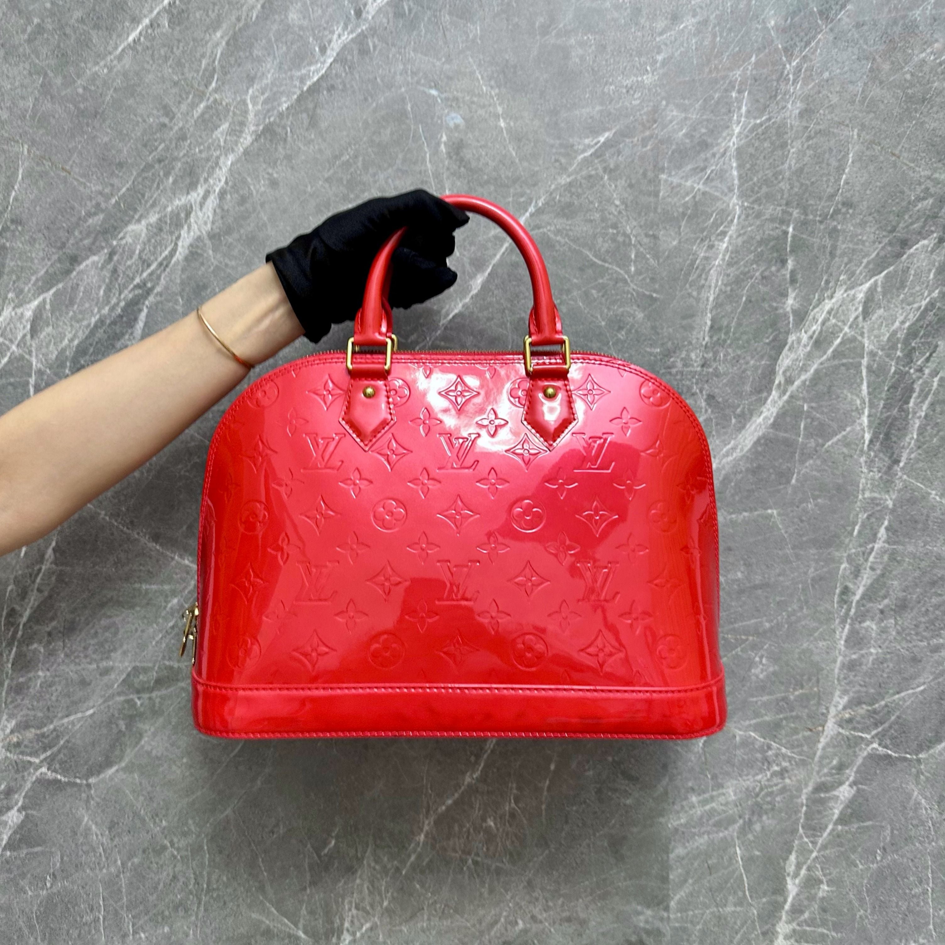 LV Alma PM Vernis Salmon Red GHW - Luxury Evermore